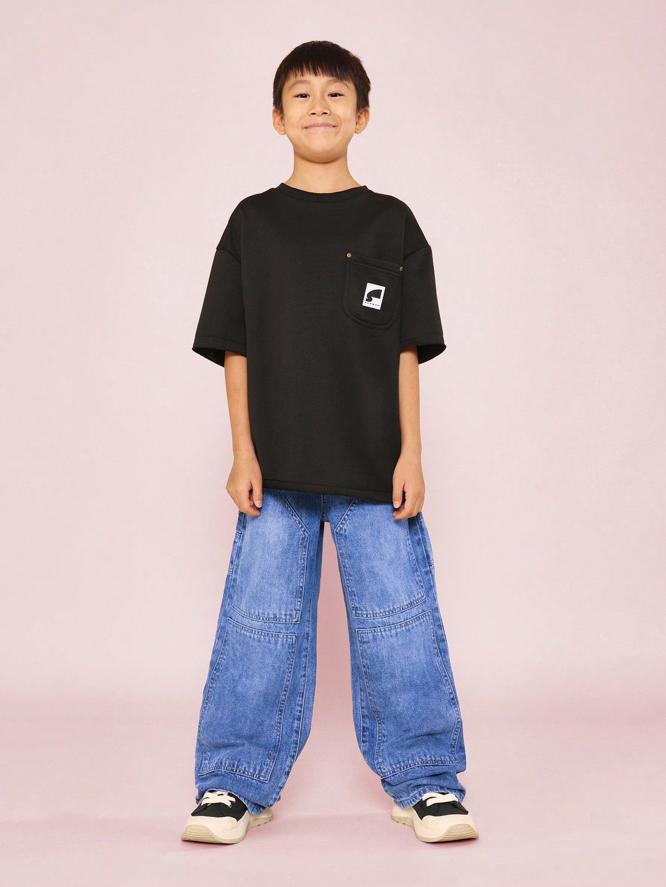 Tween Boys Loose Fit Carpenter Jean With Letter Graphic Print Back To School