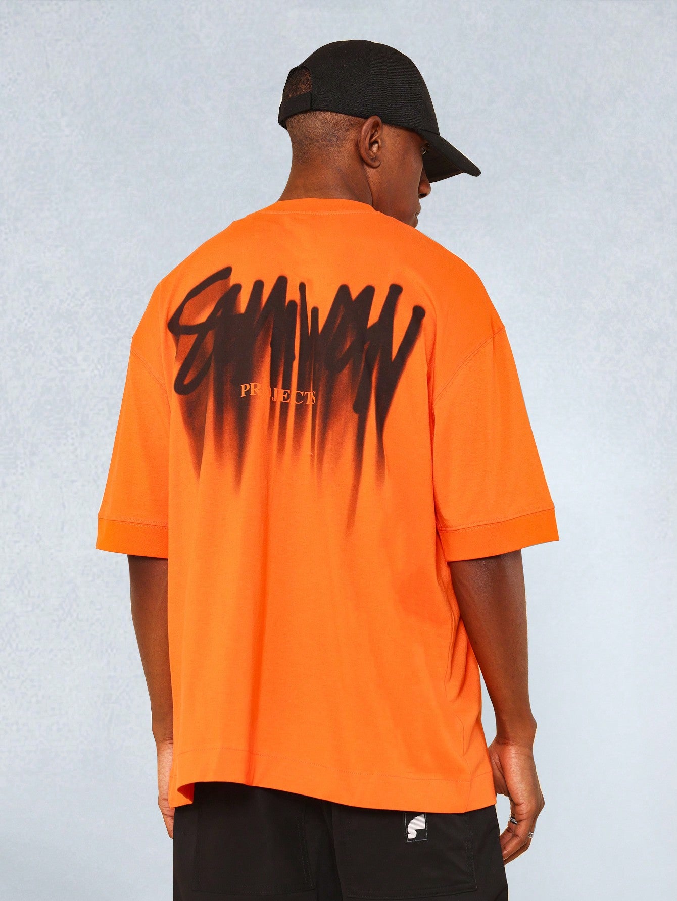 Oversized Short Sleeve Tee With Graffiti Graphic Print