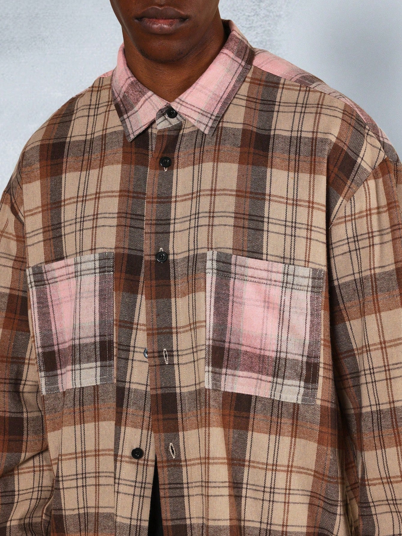 Regular Fit Long Sleeve Check Shirt With Raw Edge Hem Detail