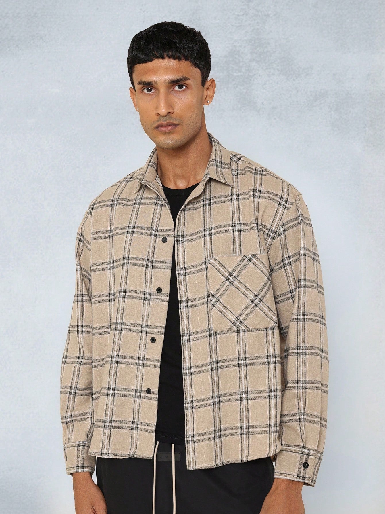 Regular Fit Long Sleeve Check Shirt With Label