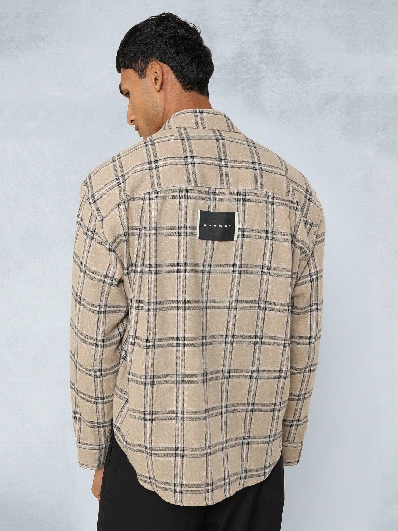 Regular Fit Long Sleeve Check Shirt With Label