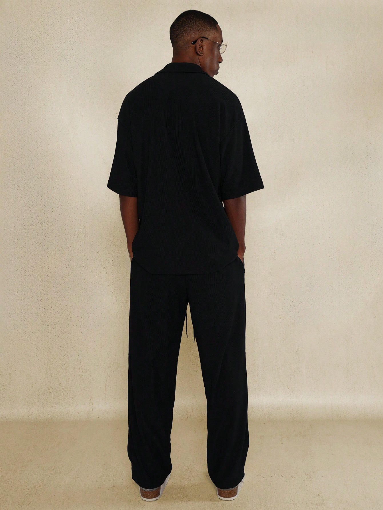 Ottoman Rib Shirt And Trouser With Drawstring 2 Piece Set