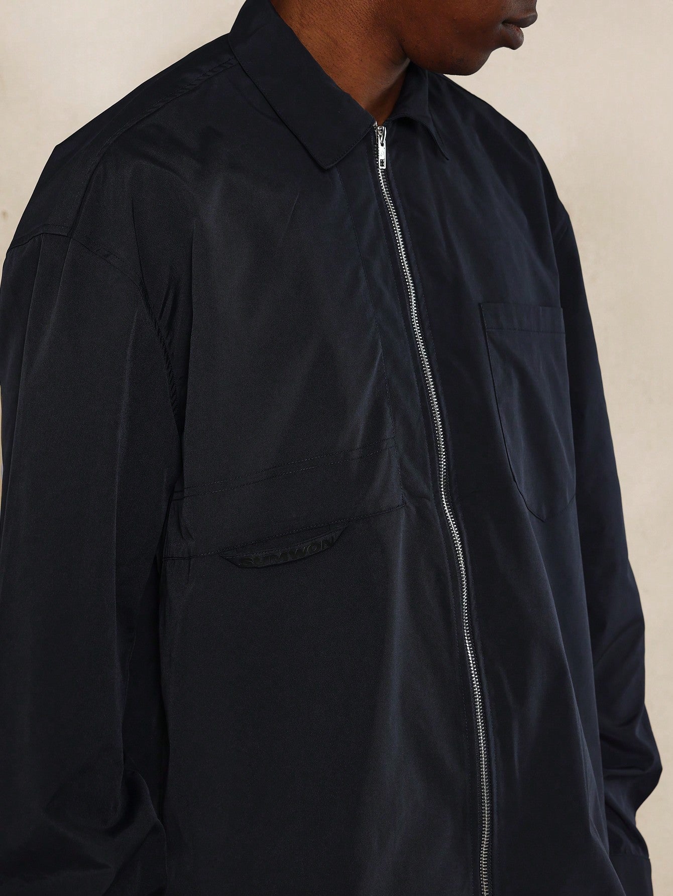 Regular Fit Zip Through Nylon Shirt