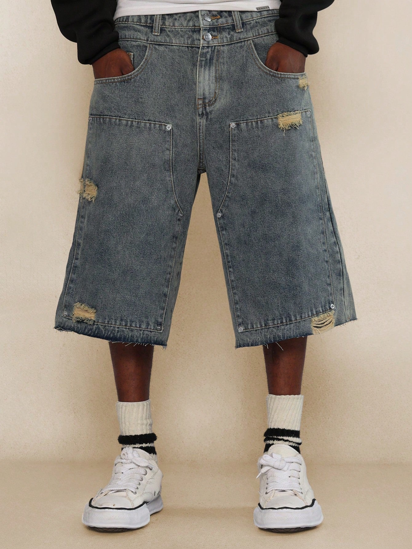 Double Waistband Carpenter  Denim Jort