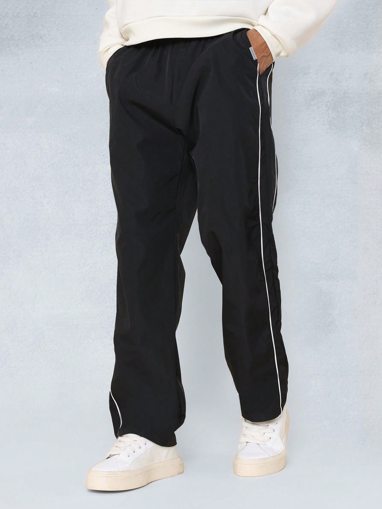 Straight Fit Pull On Pant With Piping Detail