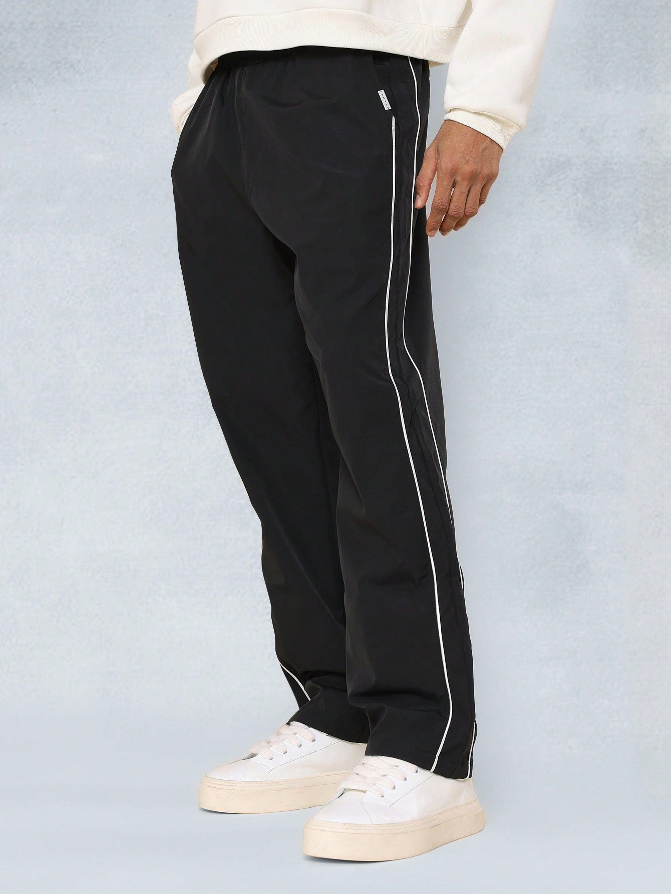 Straight Fit Pull On Pant With Piping Detail