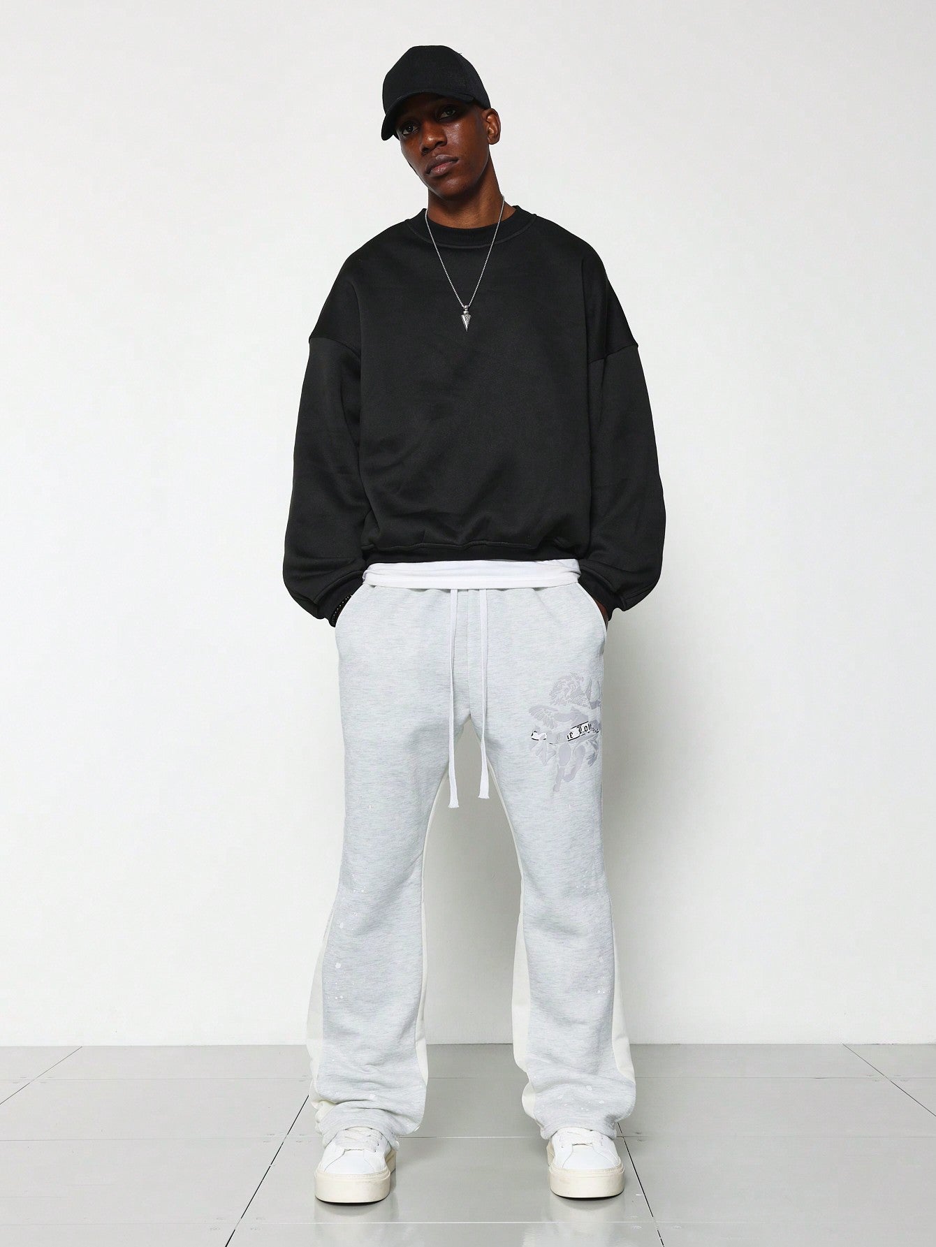 Flare Fit Colour Blocked Jogger Pant With Front Graphic