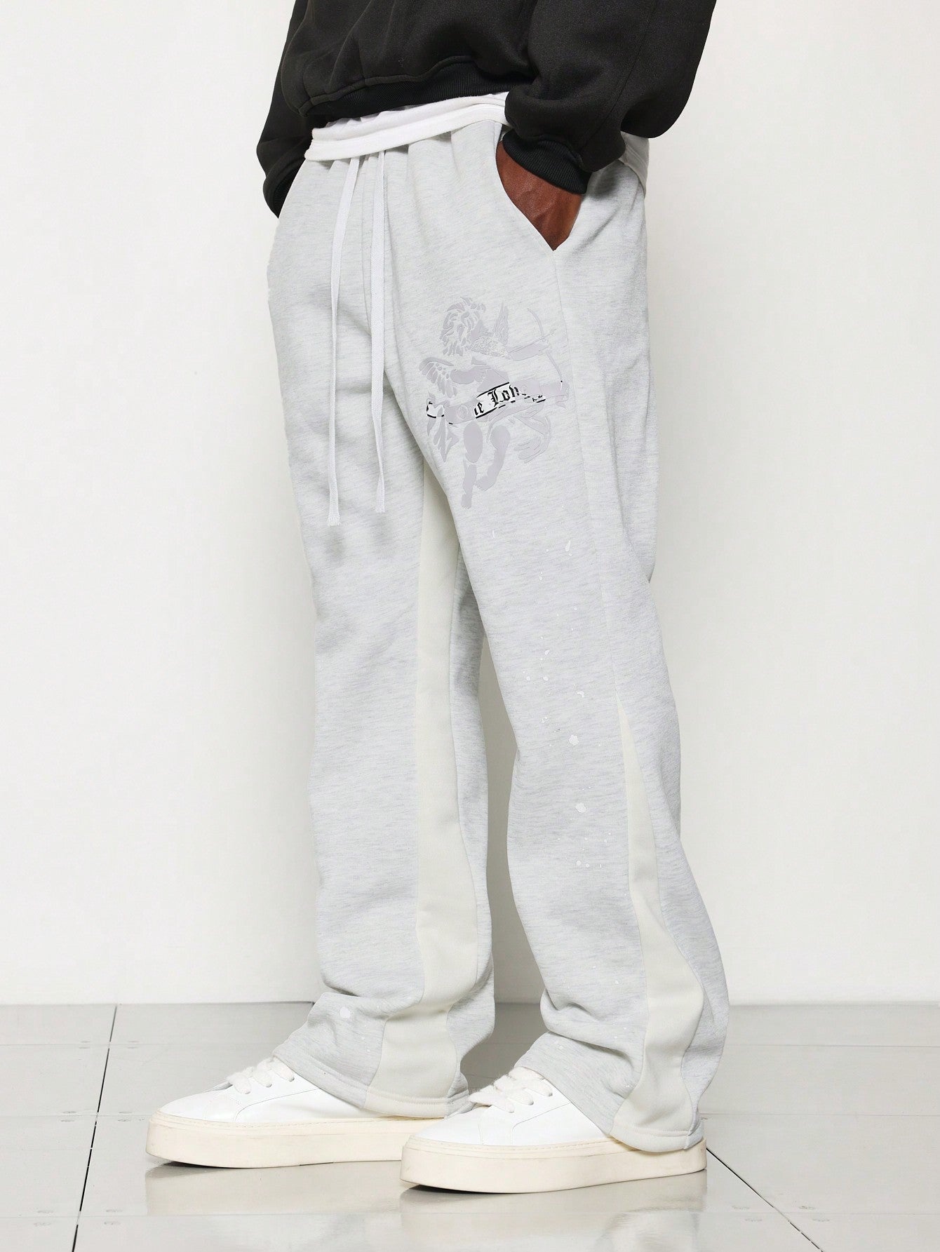 Flare Fit Colour Blocked Jogger Pant With Front Graphic