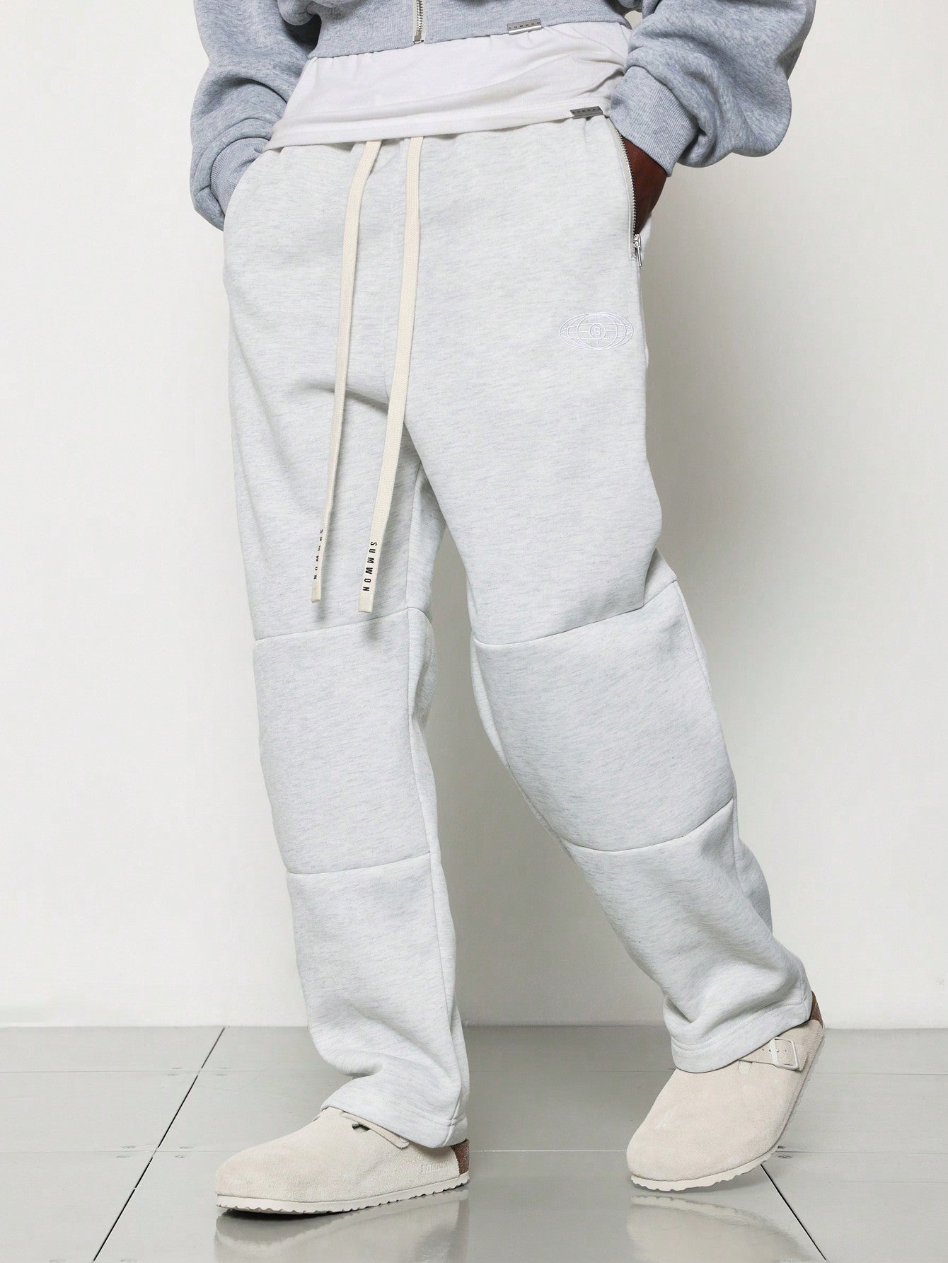 Drop Crotch Jogger With Metal Zipper Detail And Logo Drawcords