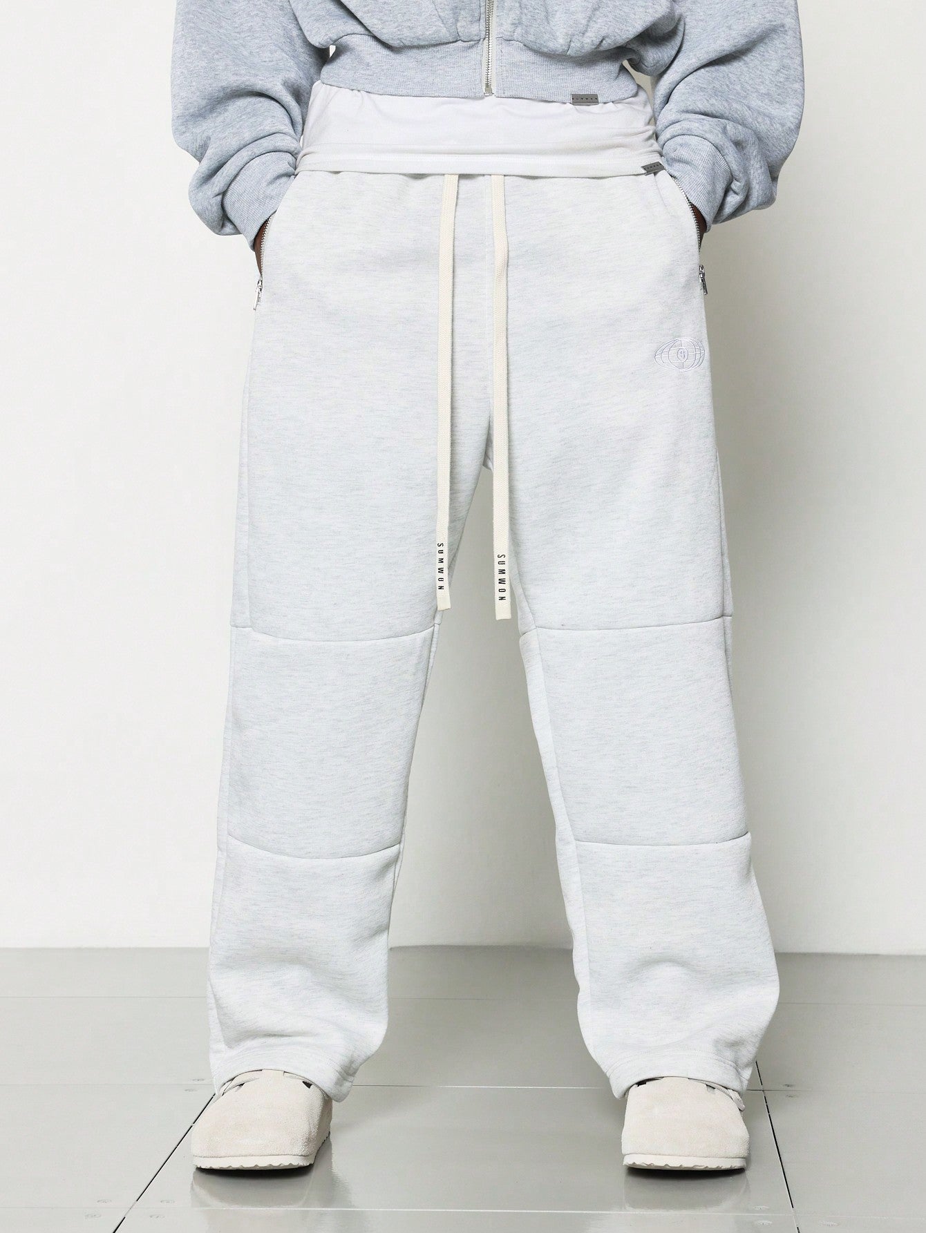 Drop Crotch Jogger With Metal Zipper Detail And Logo Drawcords College Ready