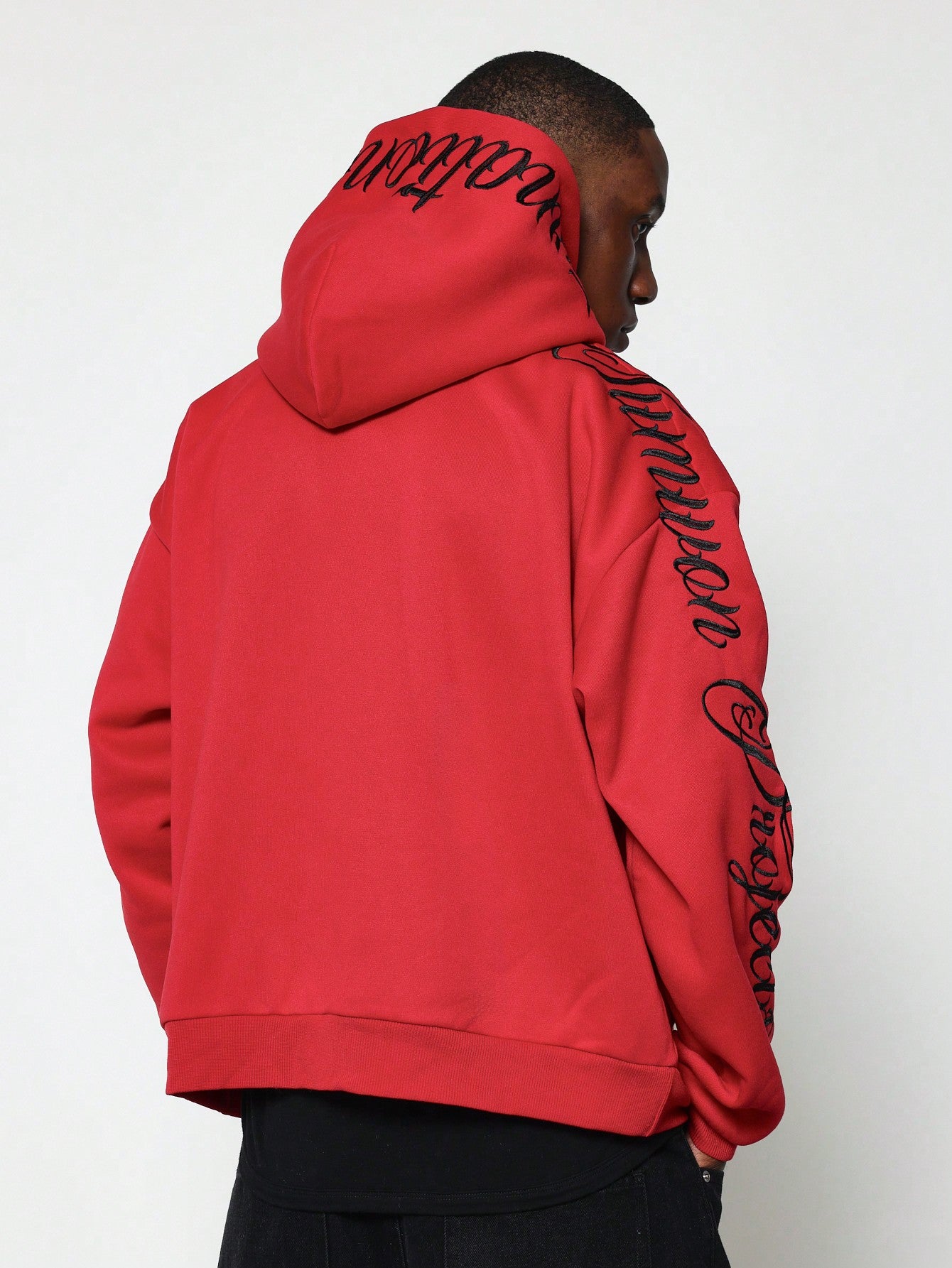 Overhead Hoodie With Script Embroidery