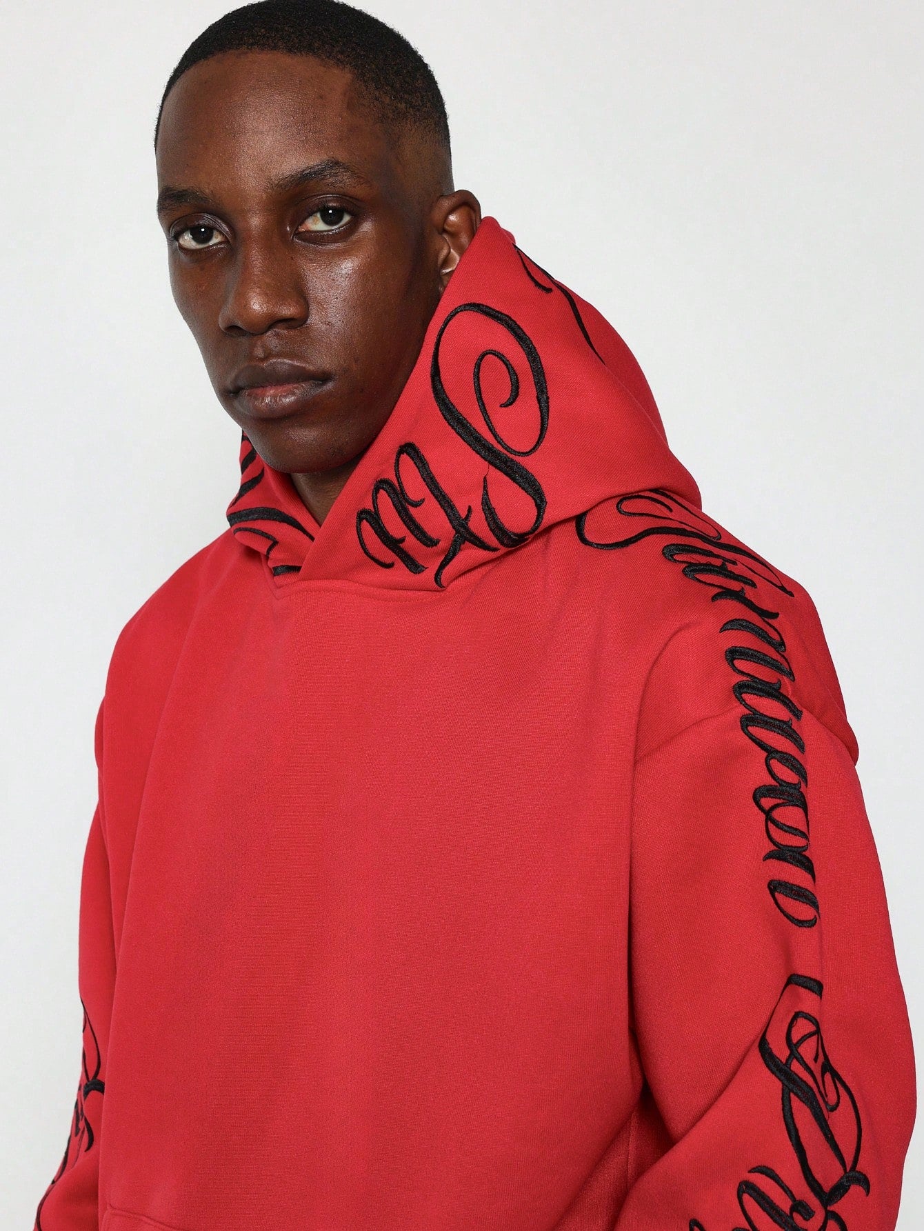 Overhead Hoodie With Script Embroidery