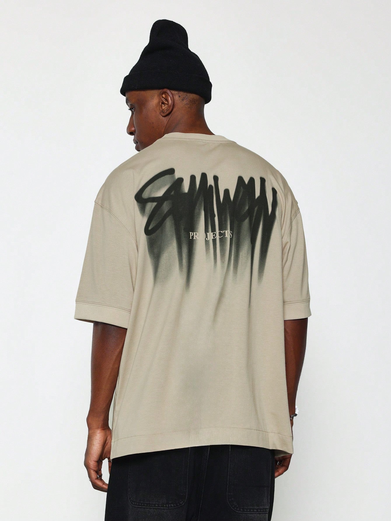 Oversized Short Sleeve Tee With Graffiti Graphic Print