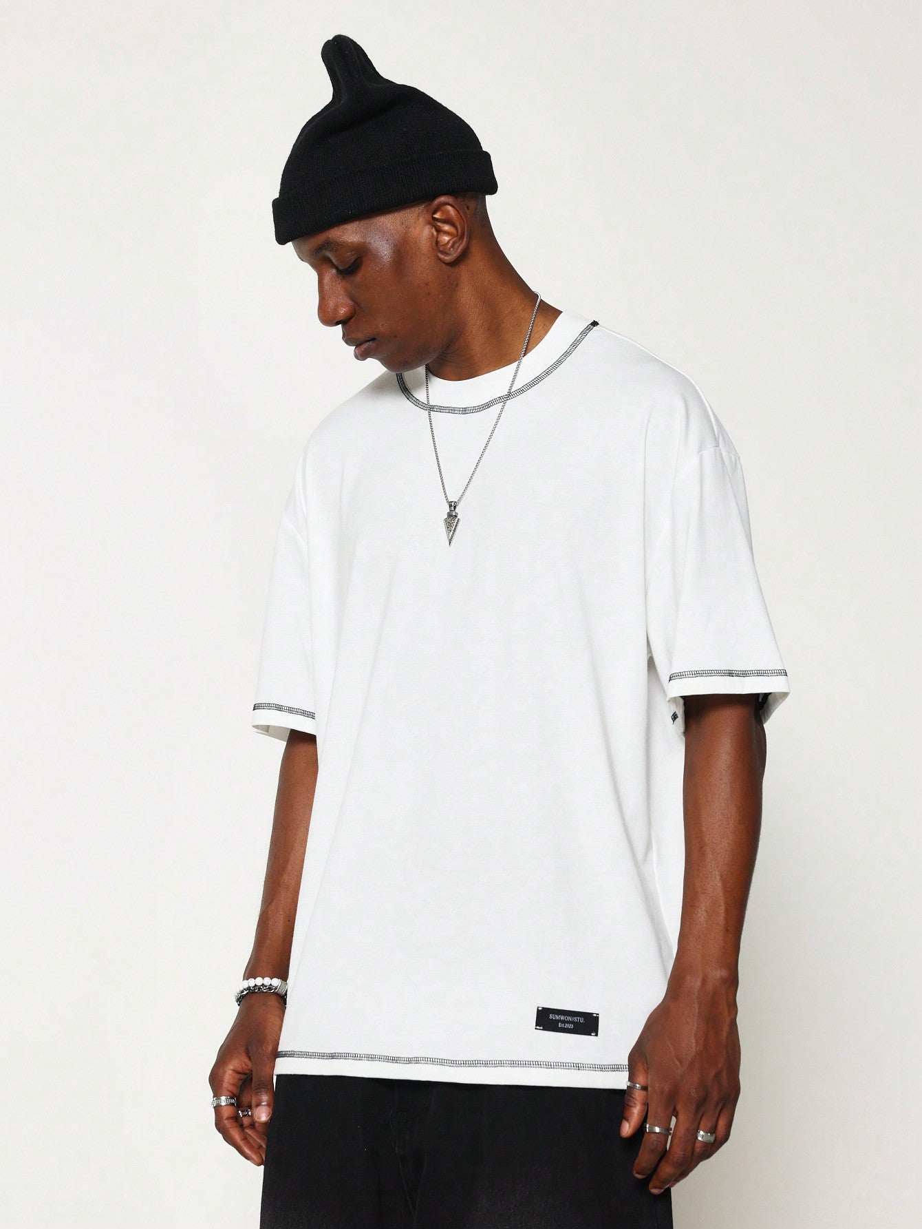 Regular Fit Short Sleeve Heavyweight Contrast Stitch Essential Tee