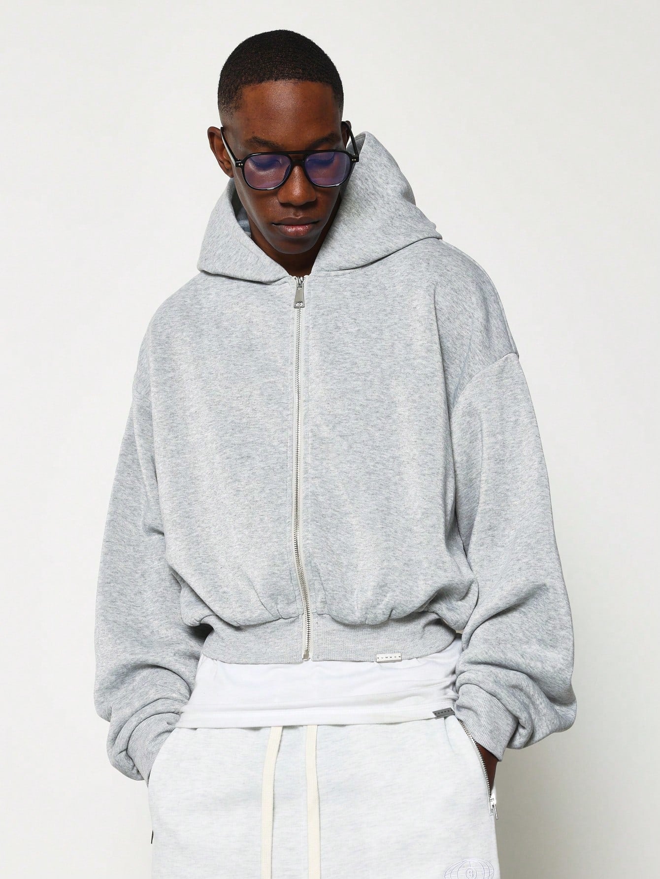 Crop Fit Essential Zip Through Hoodie