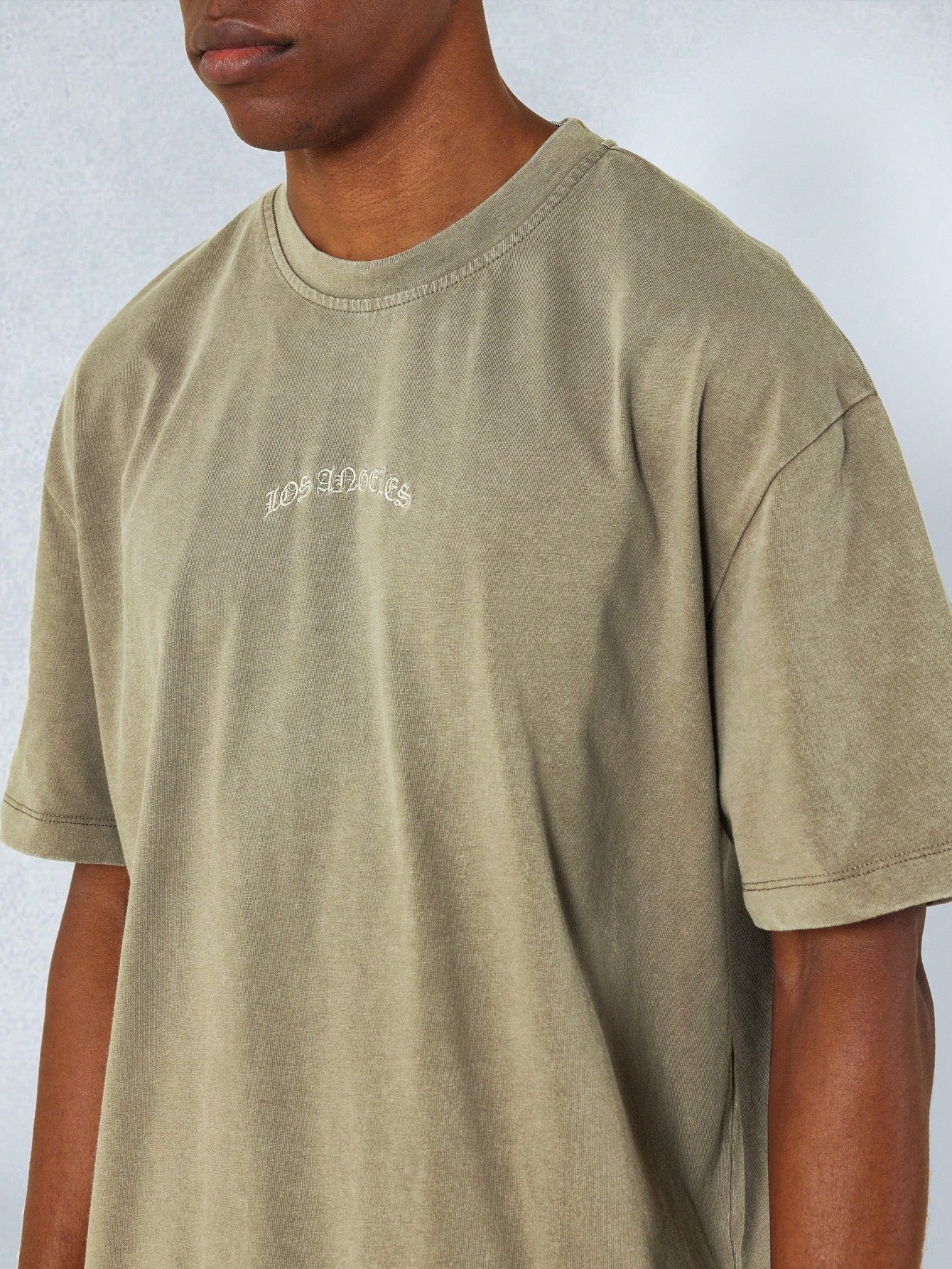 Regular Fit Washed Short Sleeve Tee With Embroidered Design