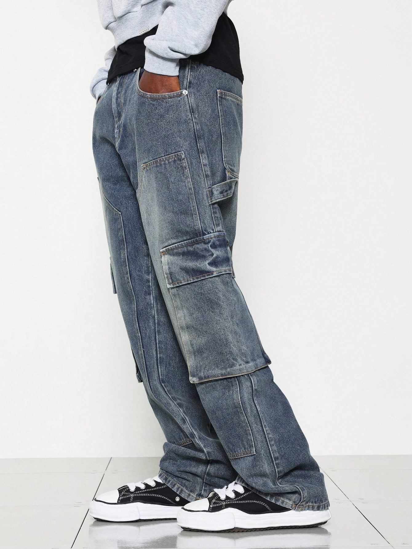 Straight Fit Washed Carpenter Cargo Jean