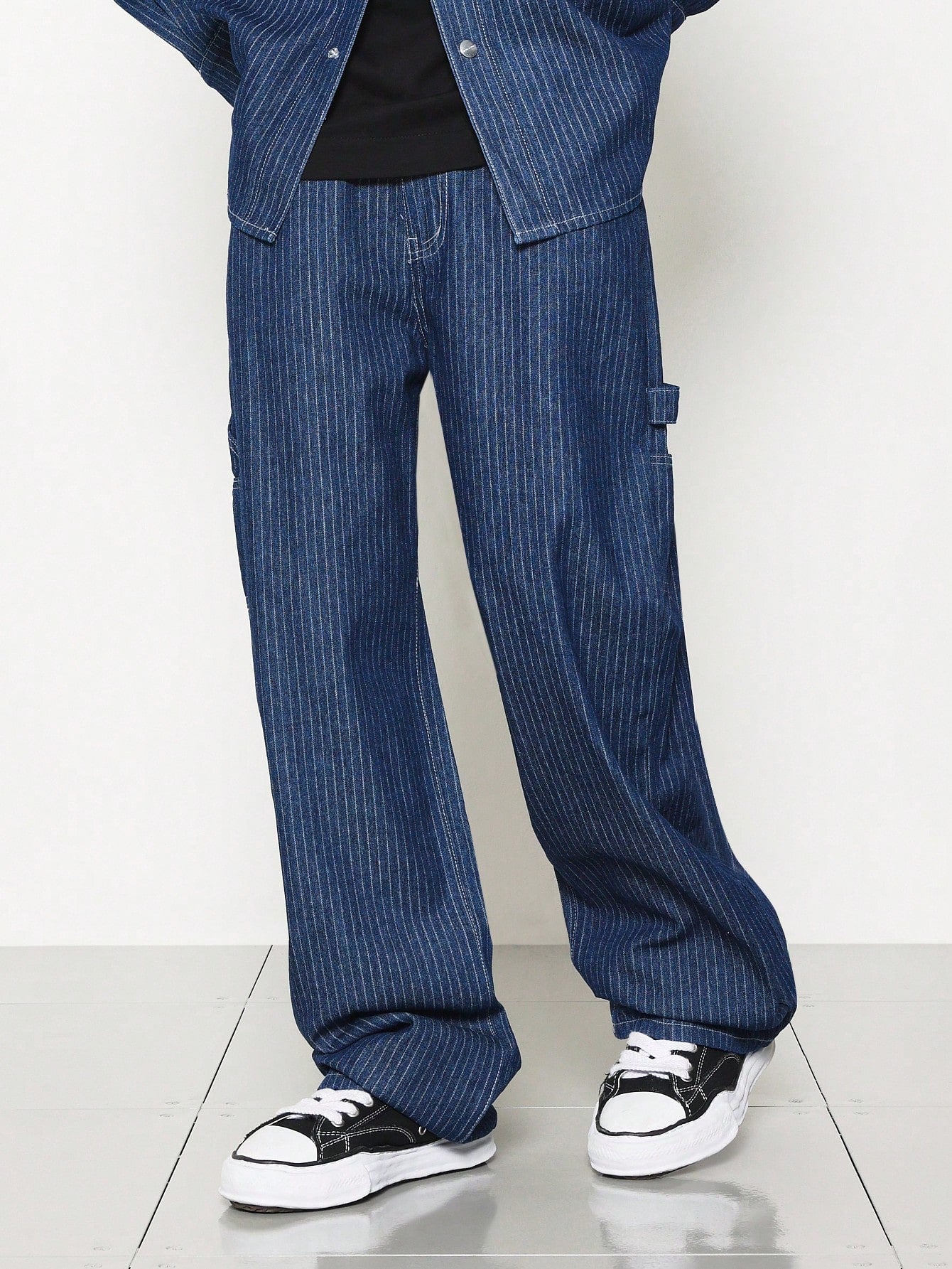 Oversized Fit Stripe Denim Shirt And Straight Fit Pant 2 Piece Set