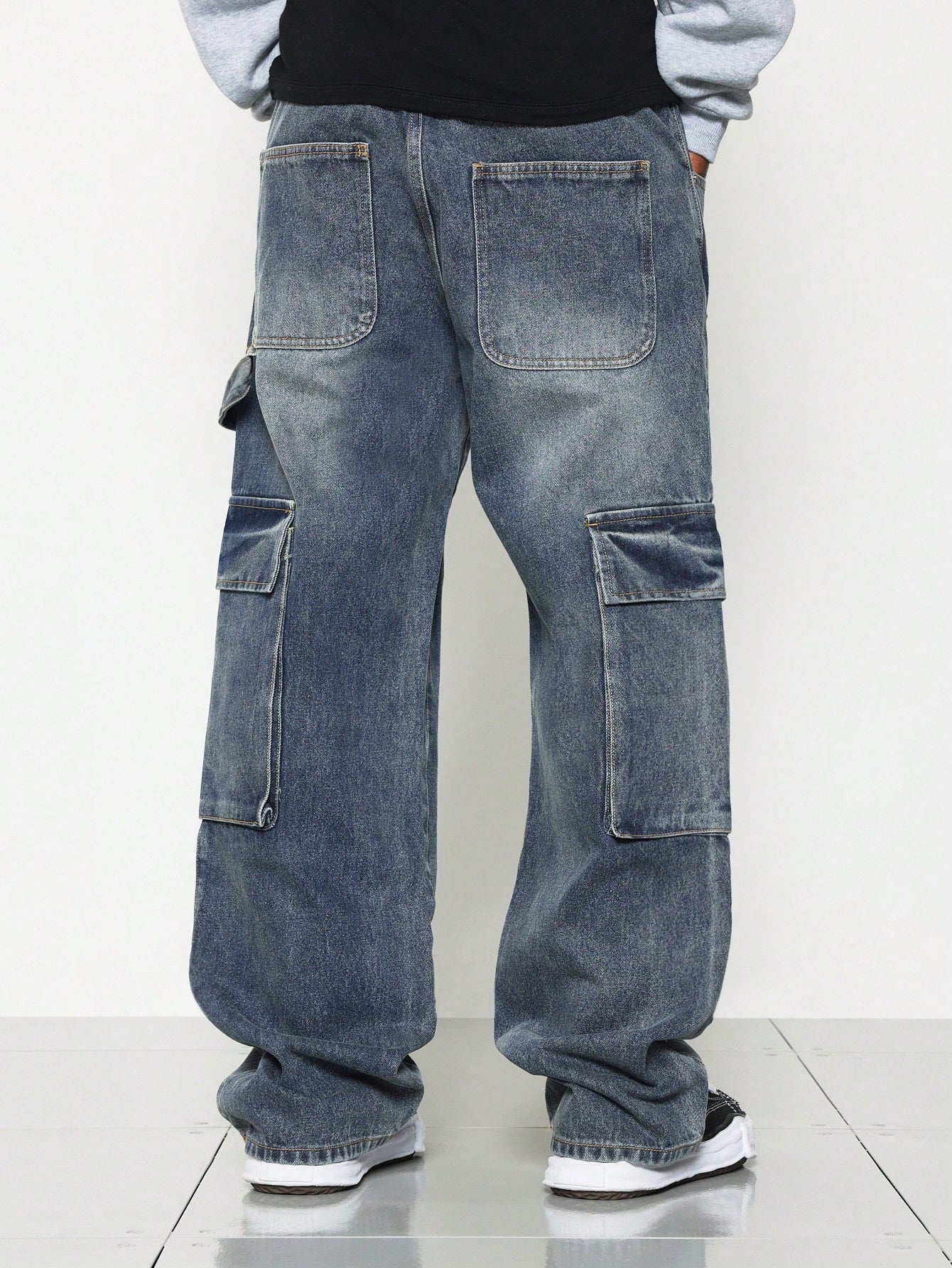 Straight Fit Washed Carpenter Cargo Jean