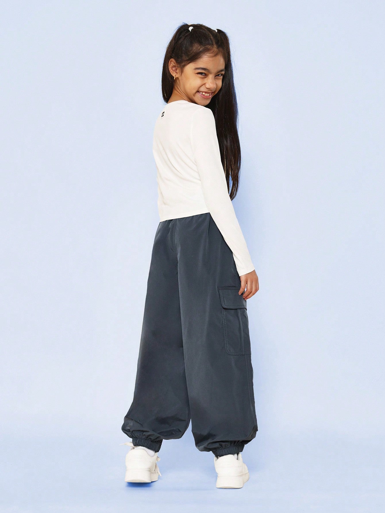 Tween Girls Long Sleeve Shirt And Ruched Cargo Pant 2 Piece Set