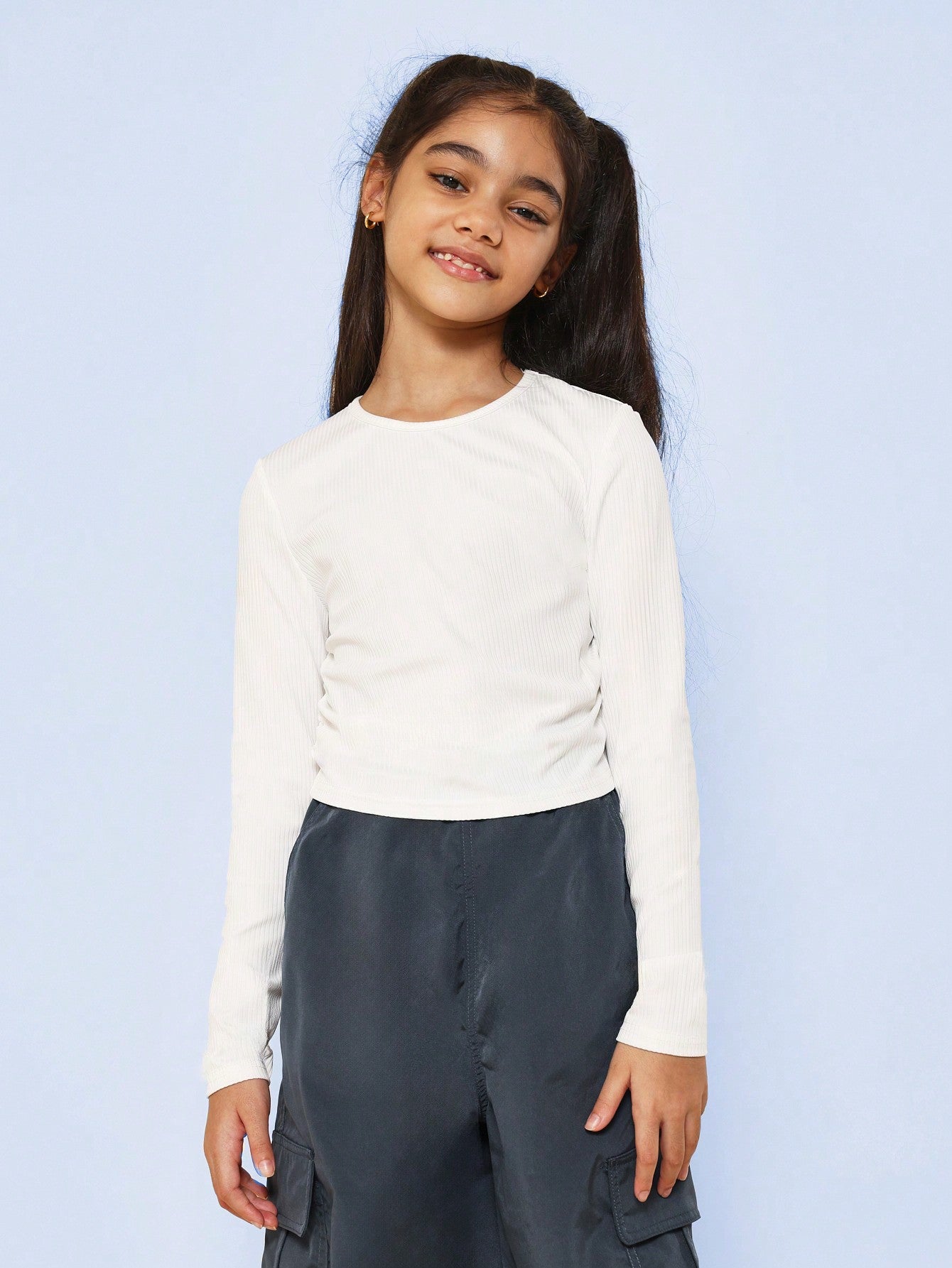 Tween Girls Long Sleeve Shirt And Ruched Cargo Pant 2 Piece Set