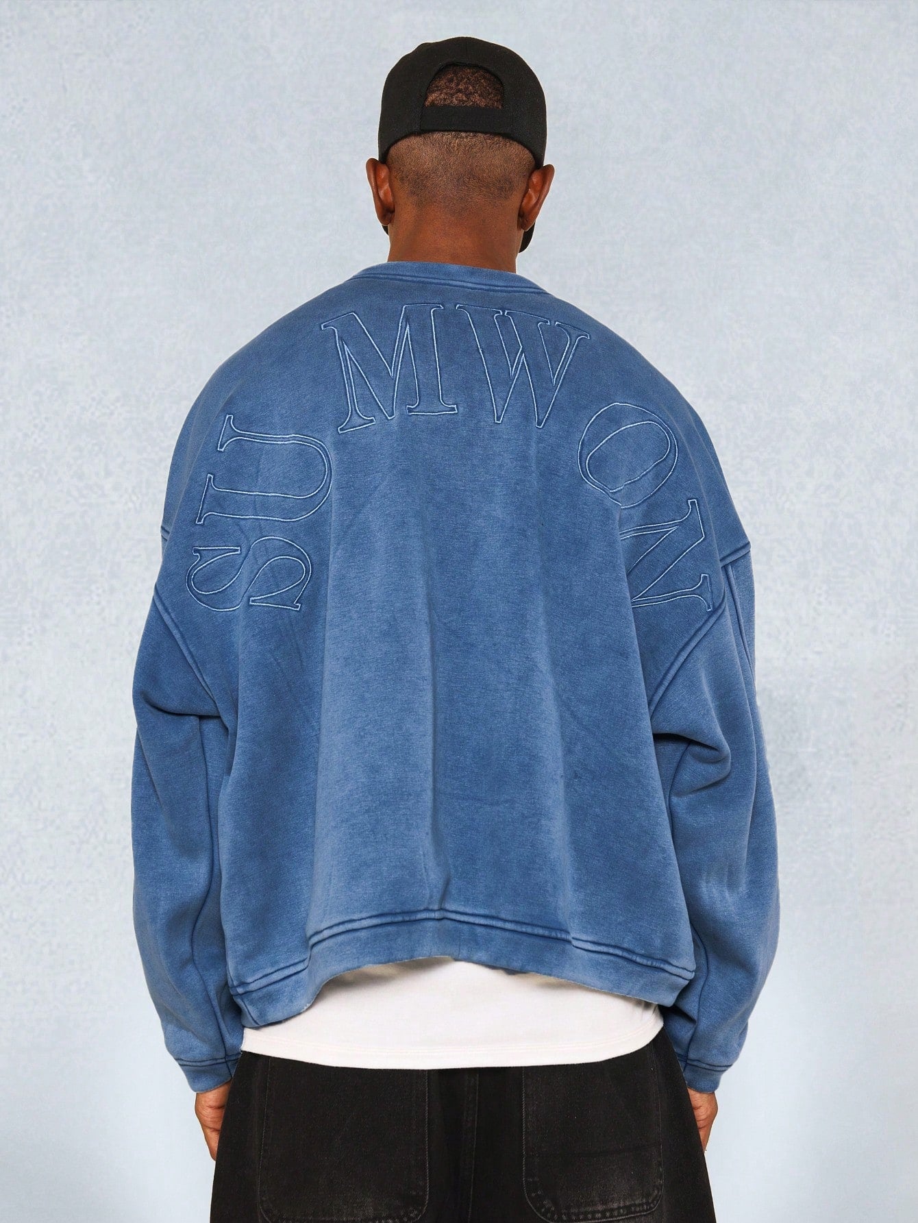 Oversized Fit Washed Sweatshirt With Back Embroidery