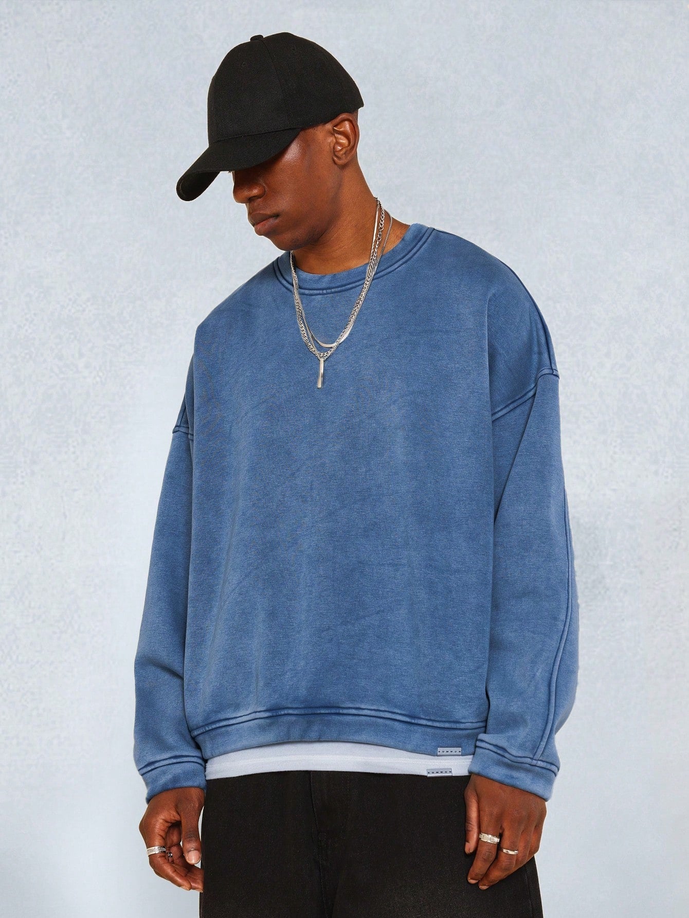 Oversized Fit Washed Sweatshirt With Back Embroidery