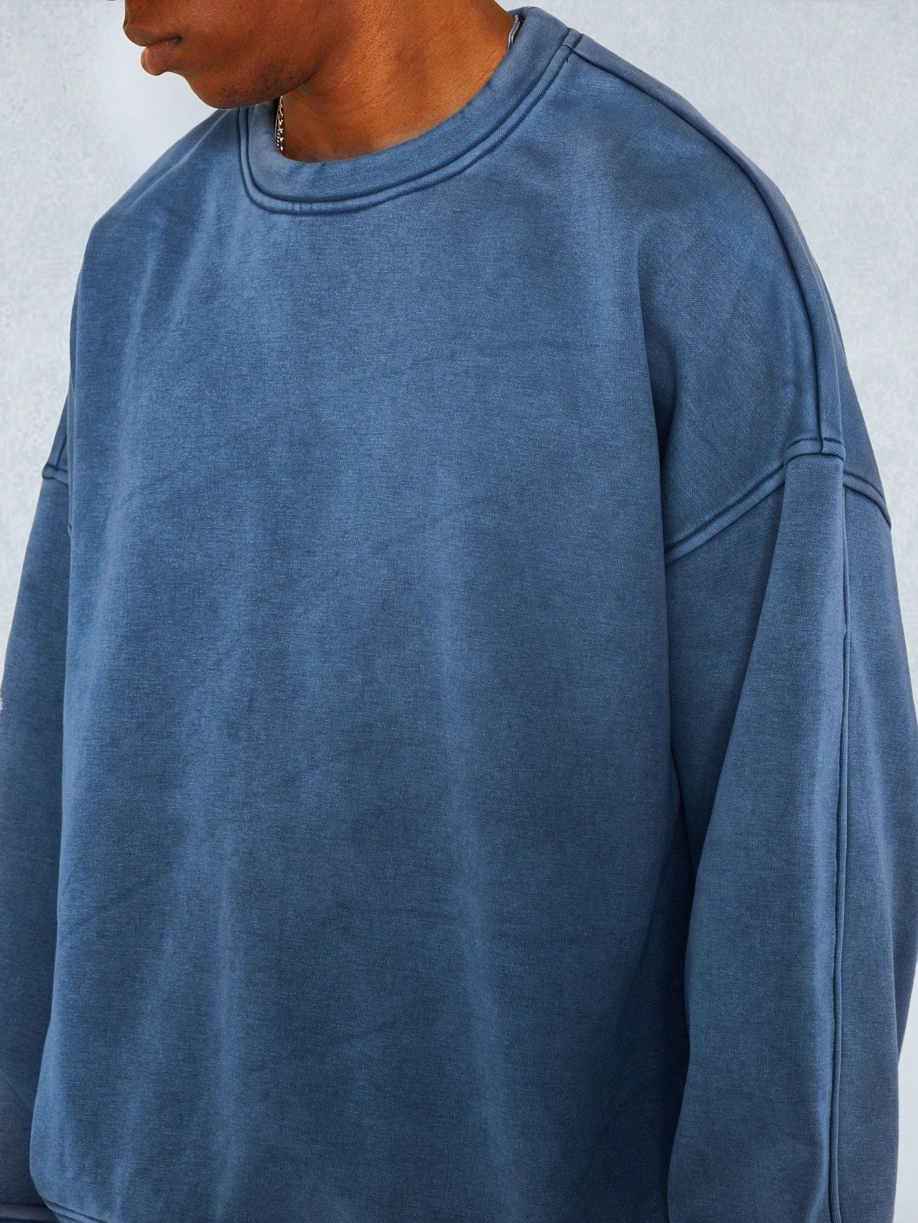 Oversized Fit Washed Sweatshirt With Back Embroidery