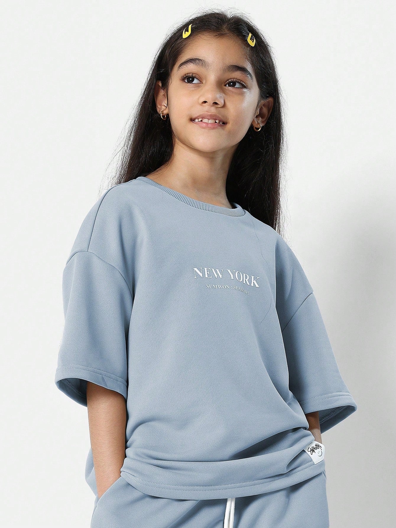 Tween Girls Everyday Oversized Tee And Loose Fit Jogger With New York Graphic Print 2 Piece Set