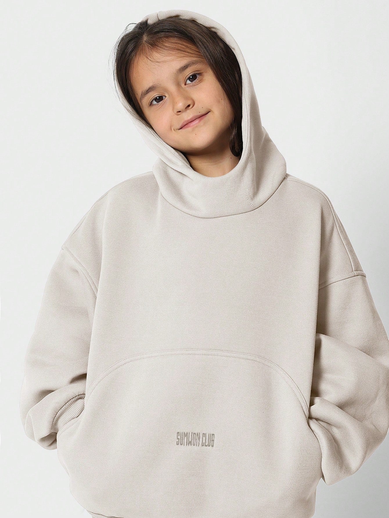 Tween Girls Oversized Fit Overhead Hoodie With Embroidery