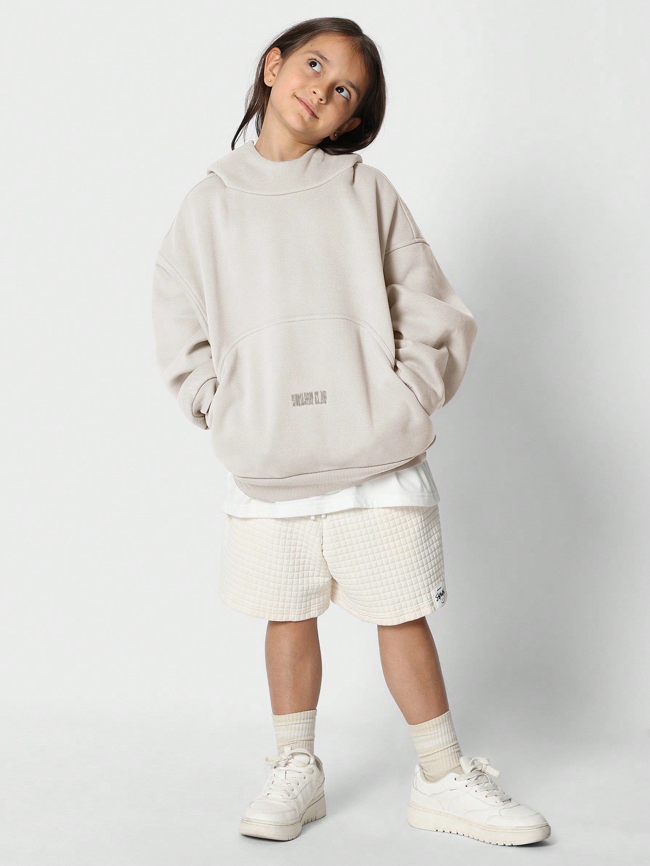 Tween Girls Oversized Fit Overhead Hoodie With Embroidery