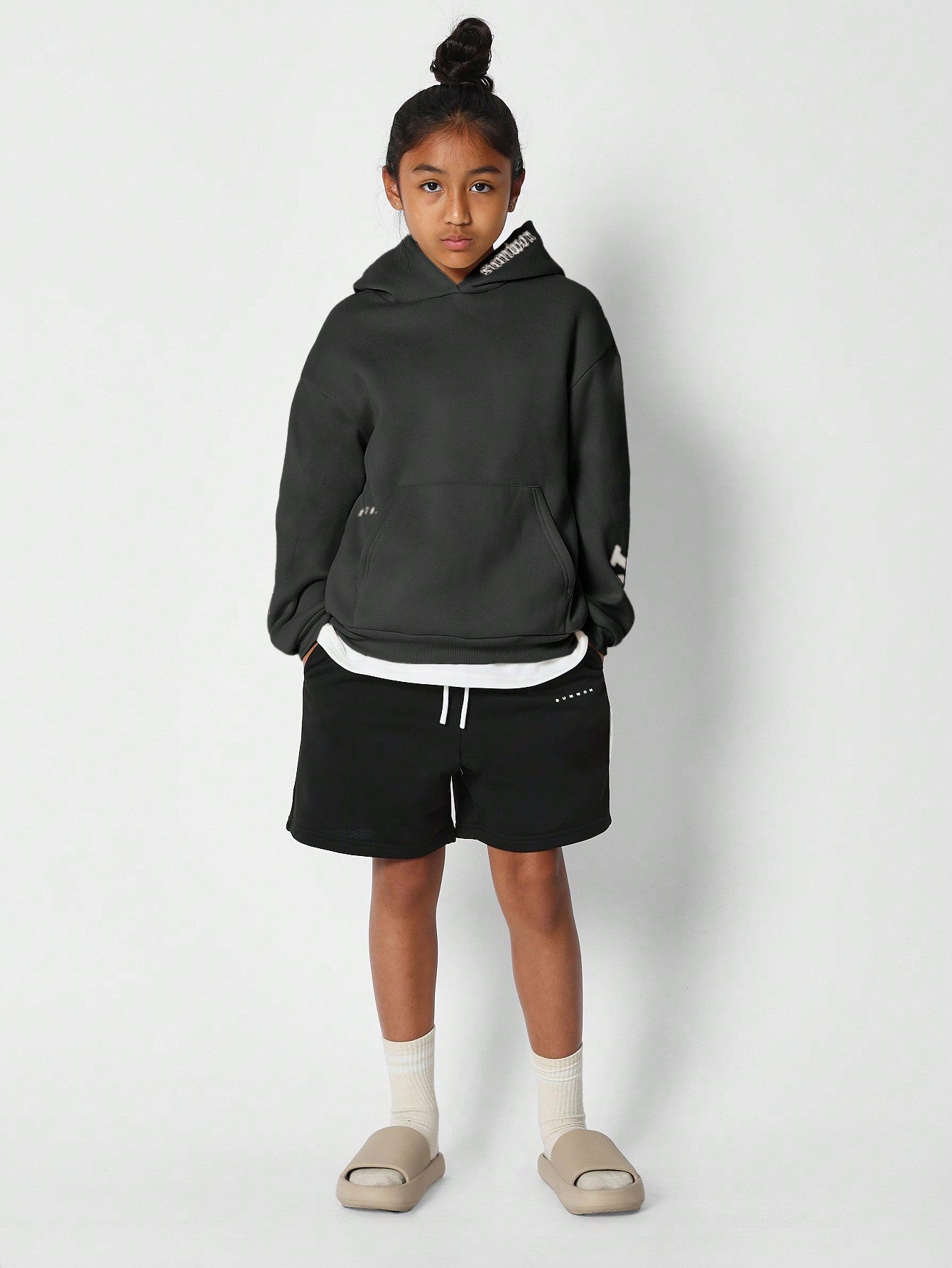 Tween Girls Overhead Hoodie With Immense New York Graphic Print