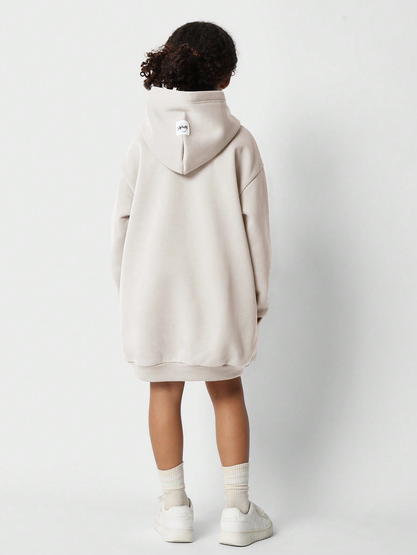 Tween Girls Oversized Hoodie Dress With Front Graphic Print