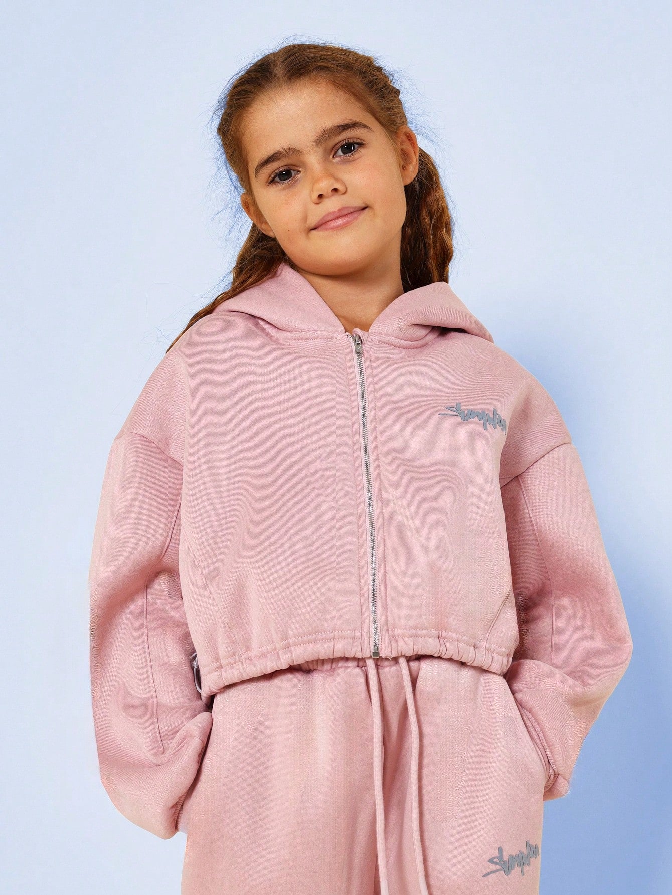 Tween Girls Crop Zip Through Hoodie And Jogger 2 Piece Set