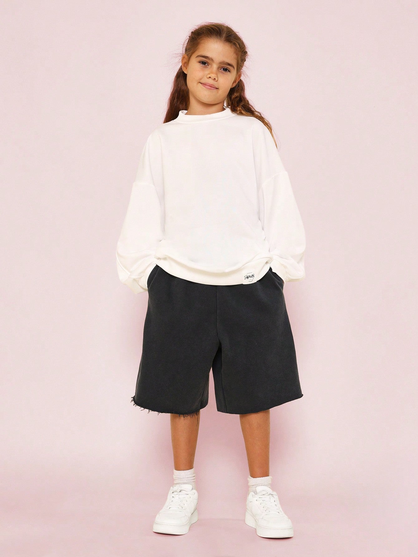 Tween Girls Bermuda Washed Raw Edge Jersey Short