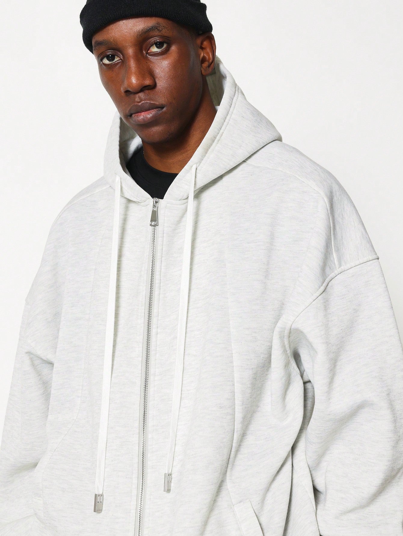 Regular Fit Long Line Zip-Up Hoodie