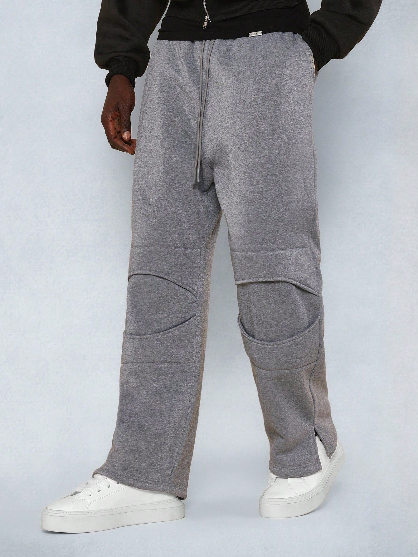 Loose Fit Knee Cutout  Jogger With Split Hem