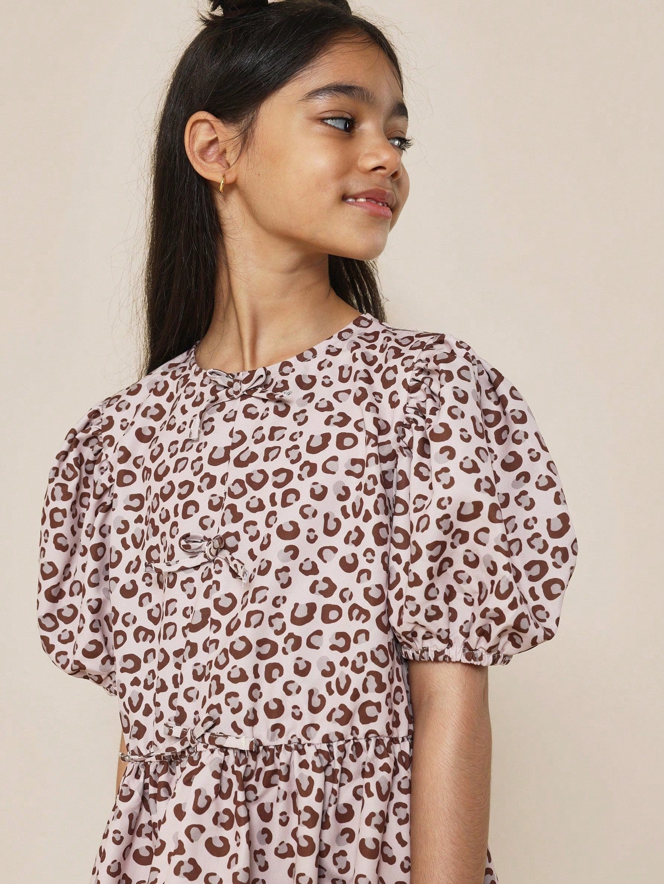 Tween Girls Leopard Printed Puffball Dress