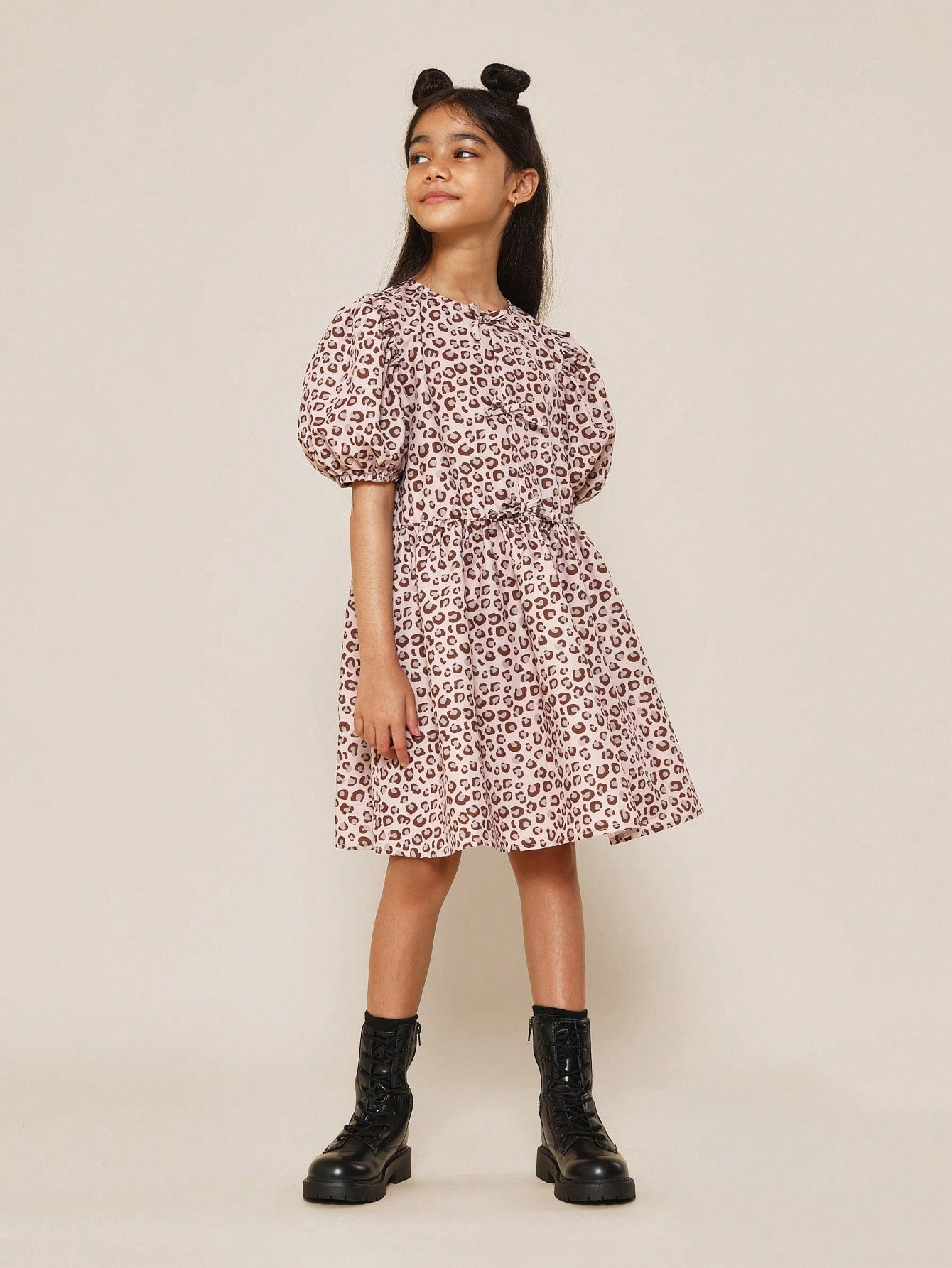 Tween Girls Leopard Printed Puffball Dress