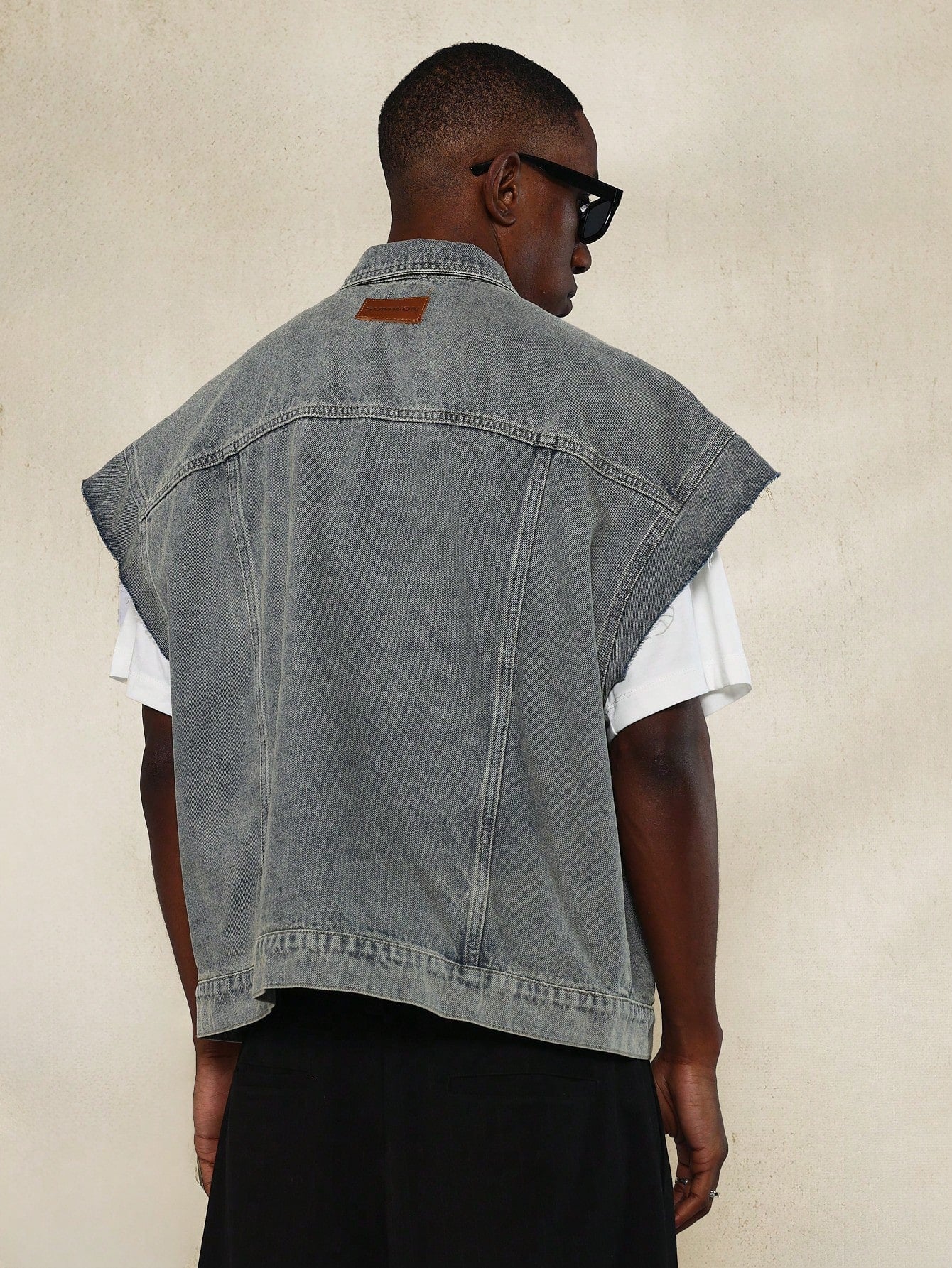 Oversized Washed Denim Vest