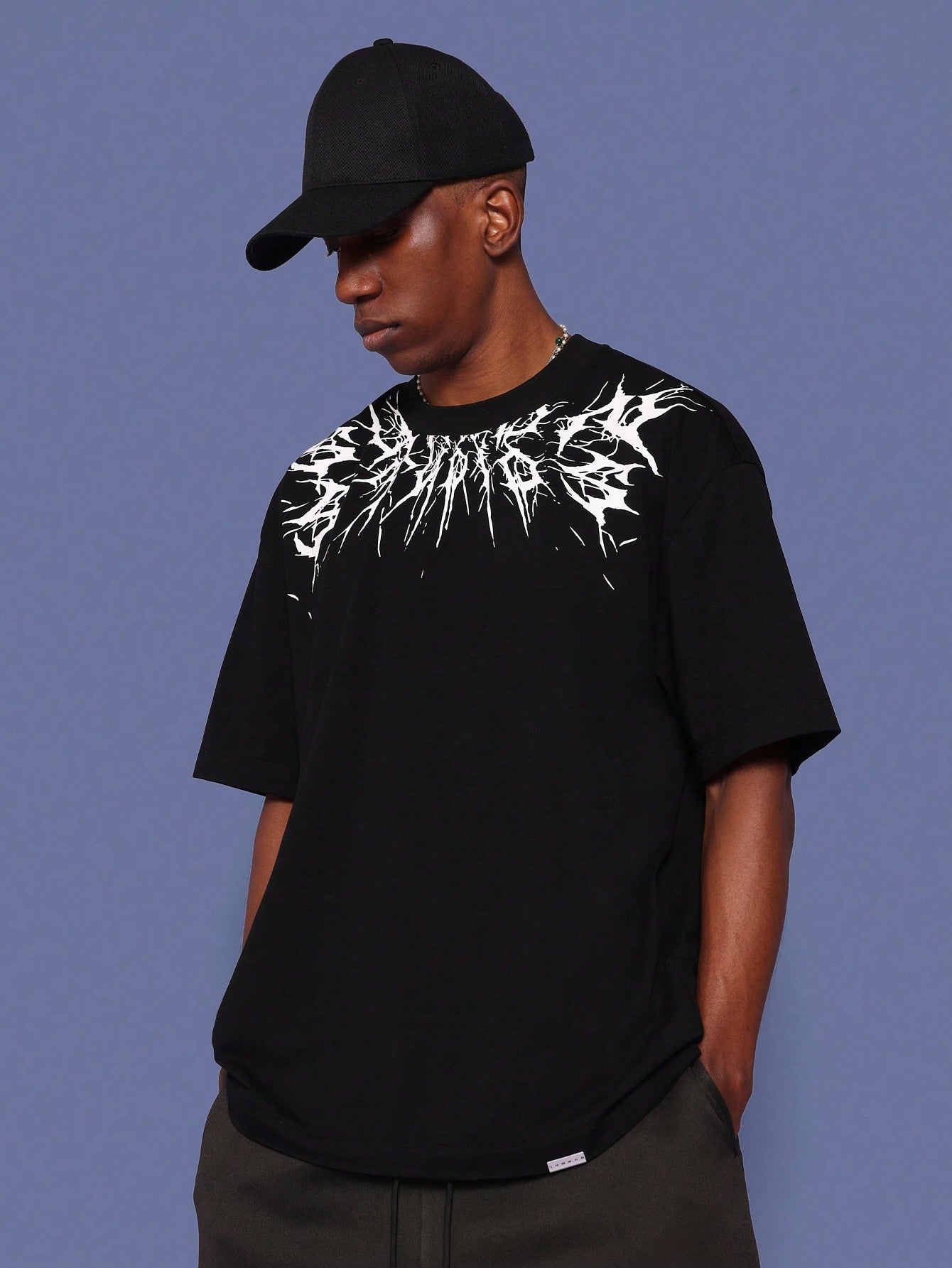 Regular Fit Tee With Gothic Graphic Print