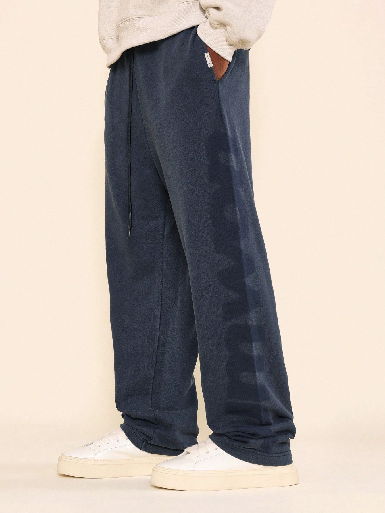 Drop Crotch Washed Jogger With Letter Graphic Print