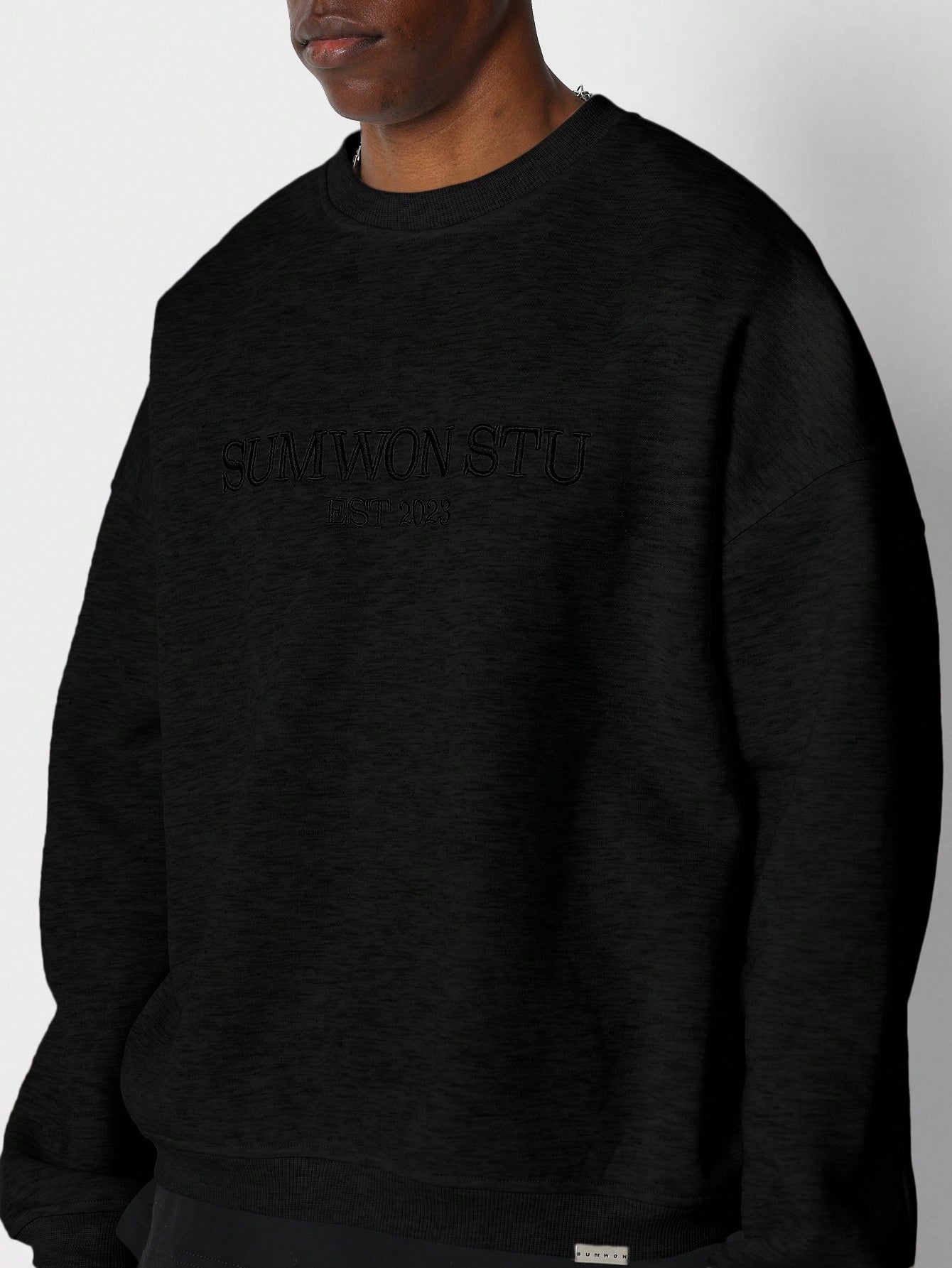 Oversized Fit Crew Neck Embroidered Sweatshirt