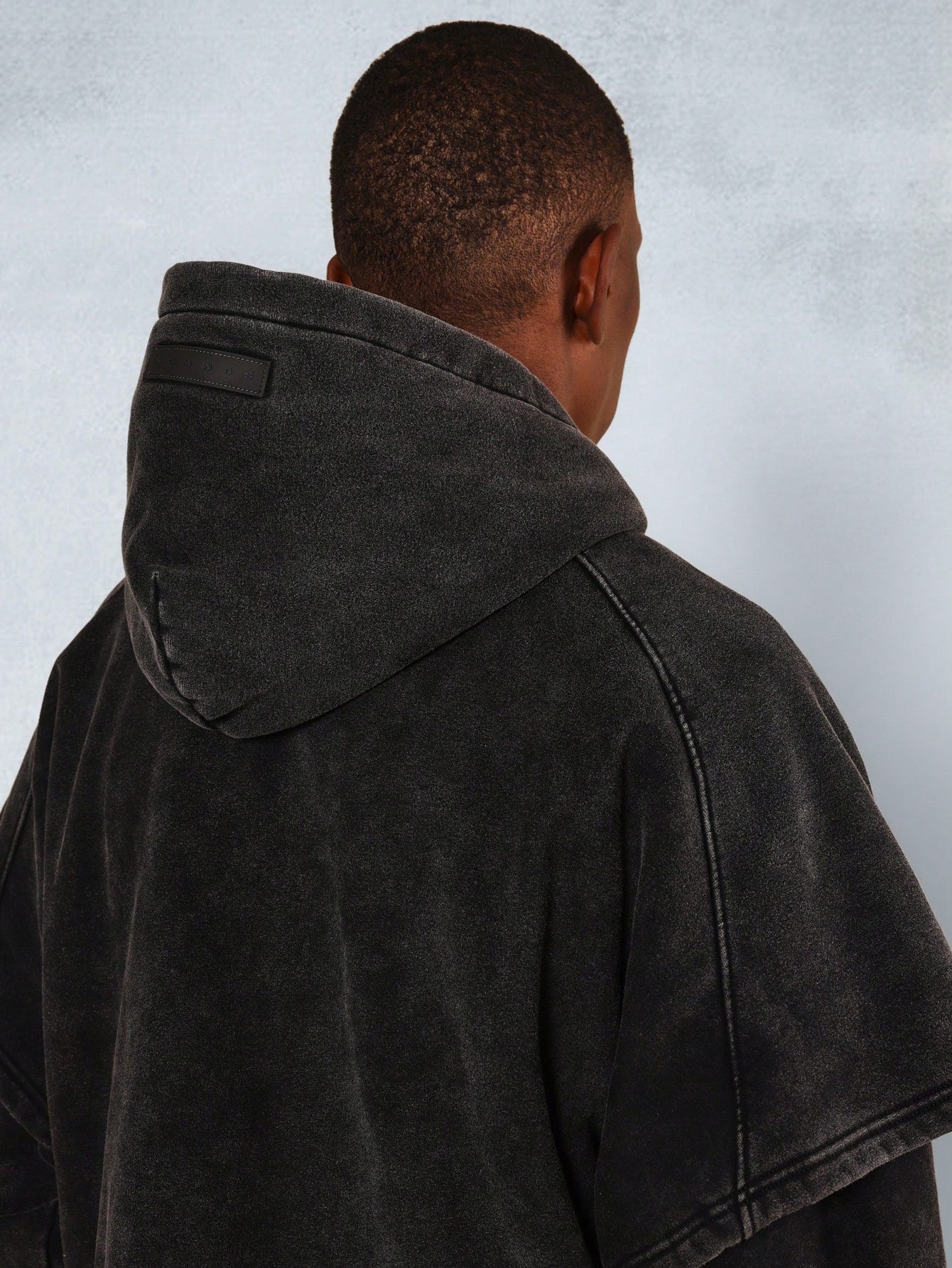 Overhead Washed Mock Layered Zip-Up Hoodie