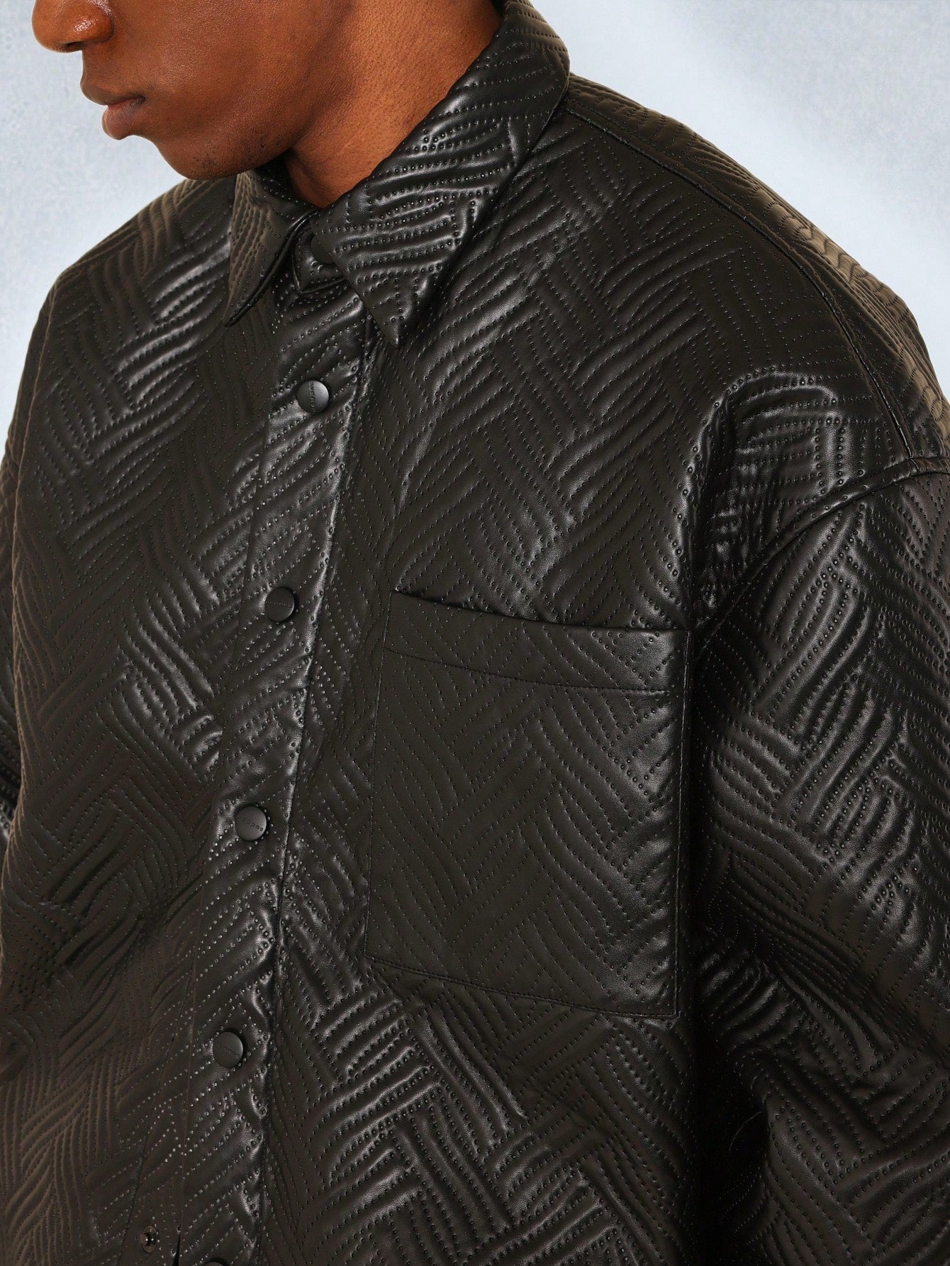 Oversized Fit Quilted PU Overshirt