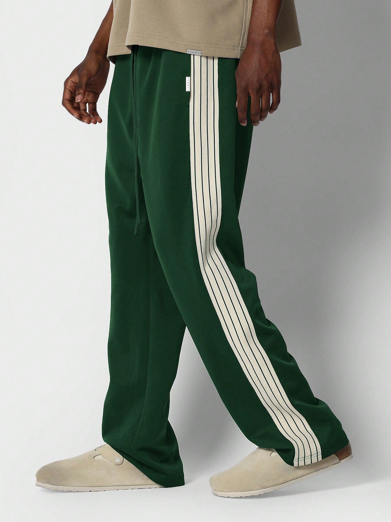 Flare Fit Sweatpants With Side Stripe Tape Panel