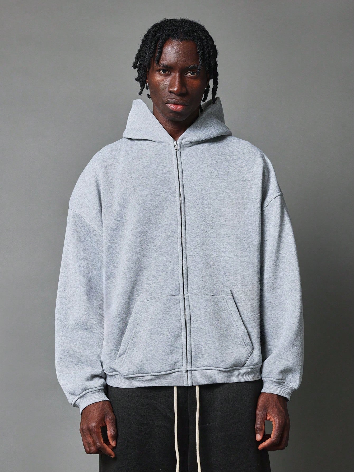 Oversized Fit Essential Zip Through Hoodie