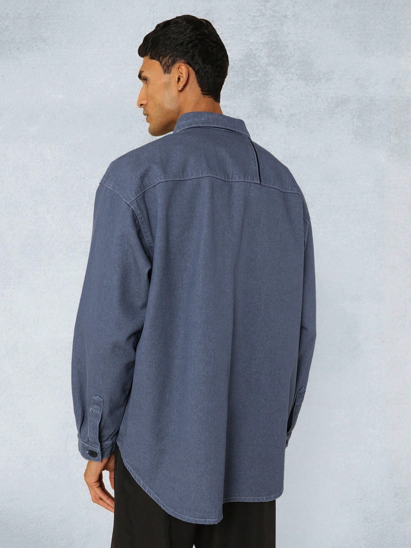 Oversized Fit Denim Shirt With Piping