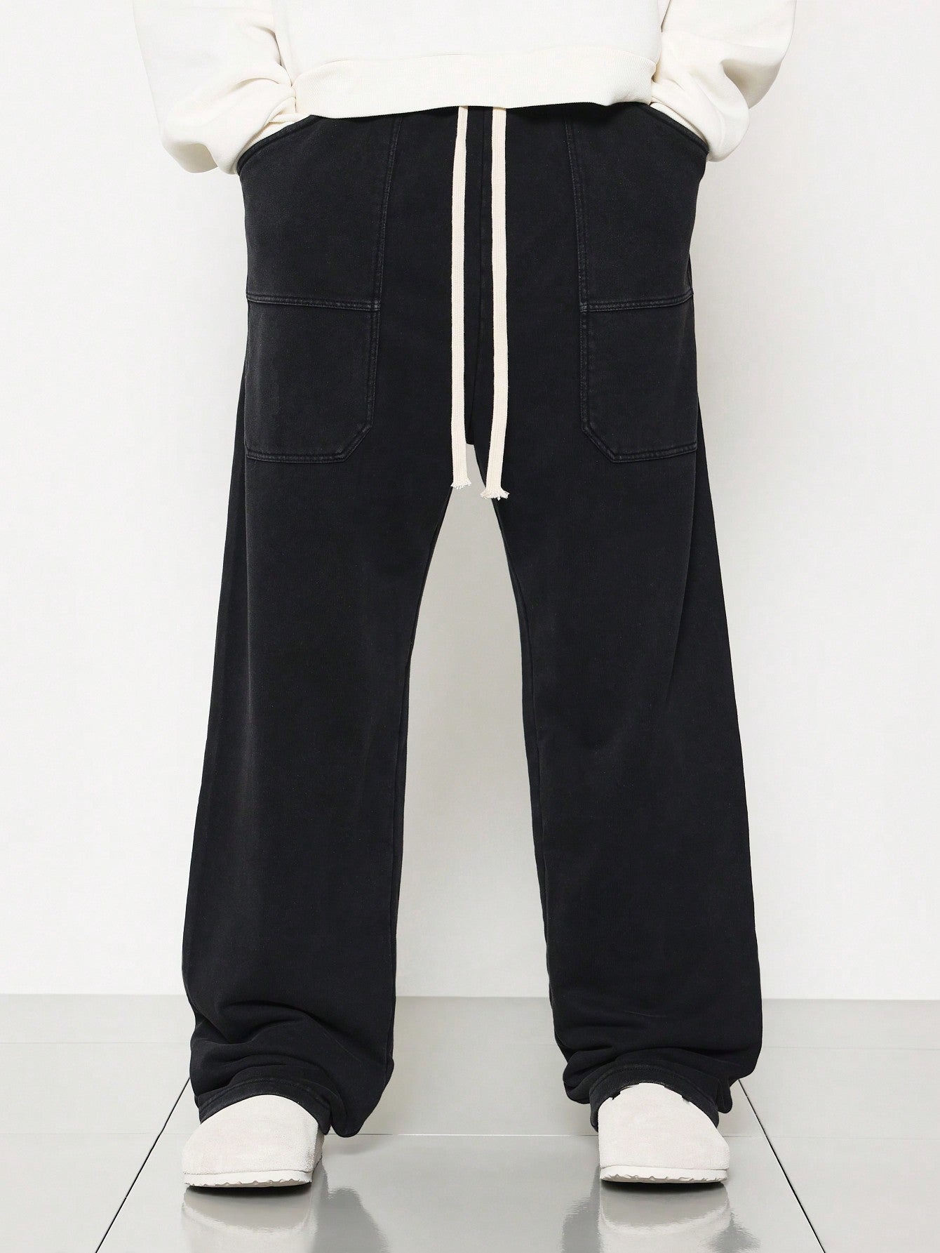 Drop Crotch Washed Joggers With Exposed Pockets