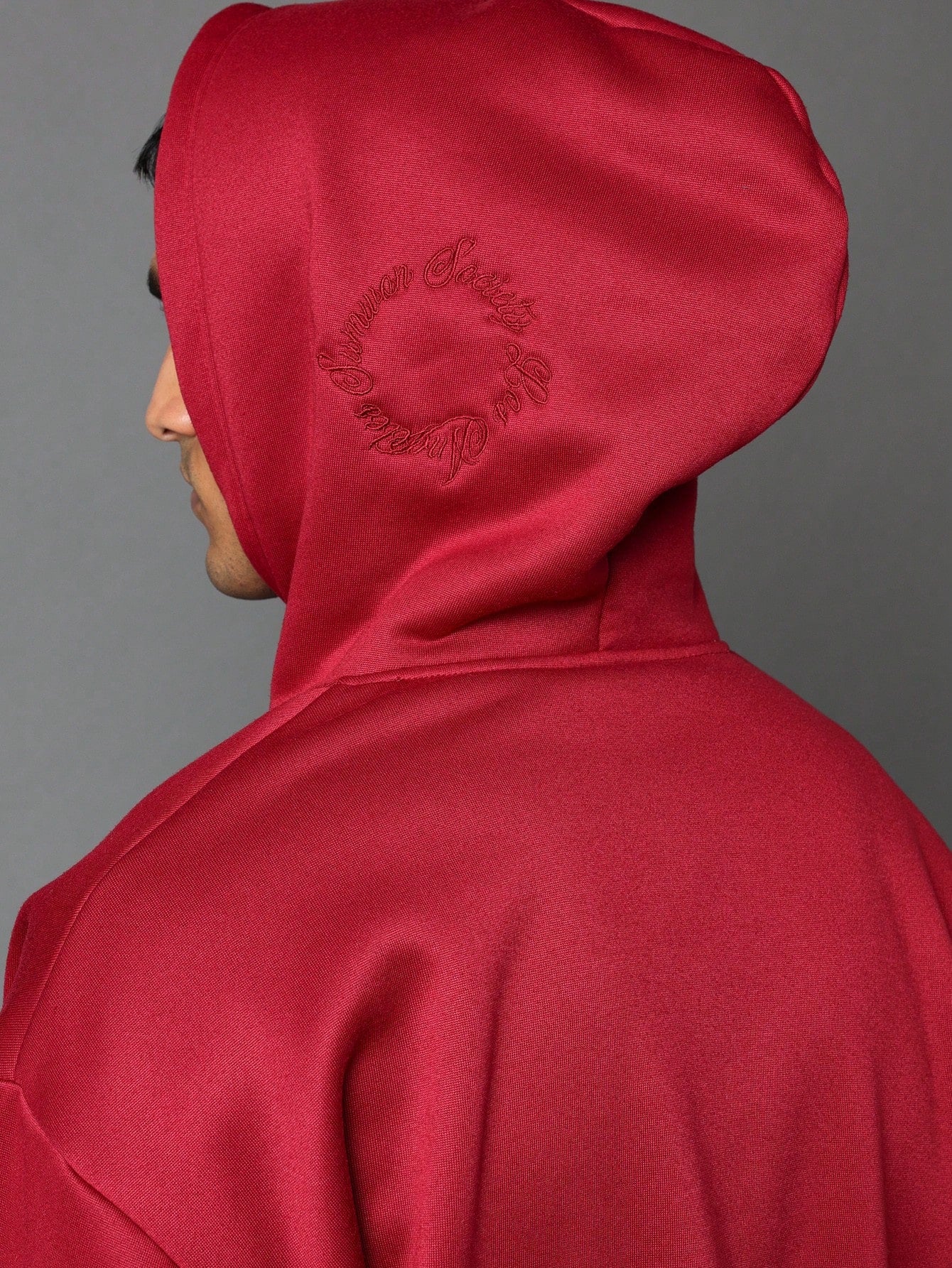 Regular Fit Overhead Hoodie With Embroidery